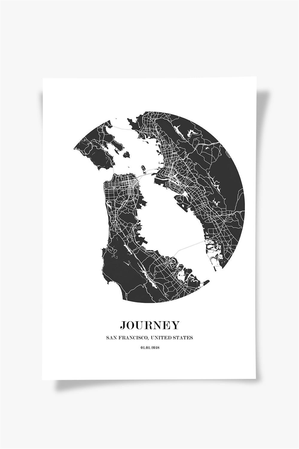 SAN FRANCISCO Harita Siyah Çerçeve Fine art Print Baskı Tablo Duvar Dekorasyon ürünü Poster