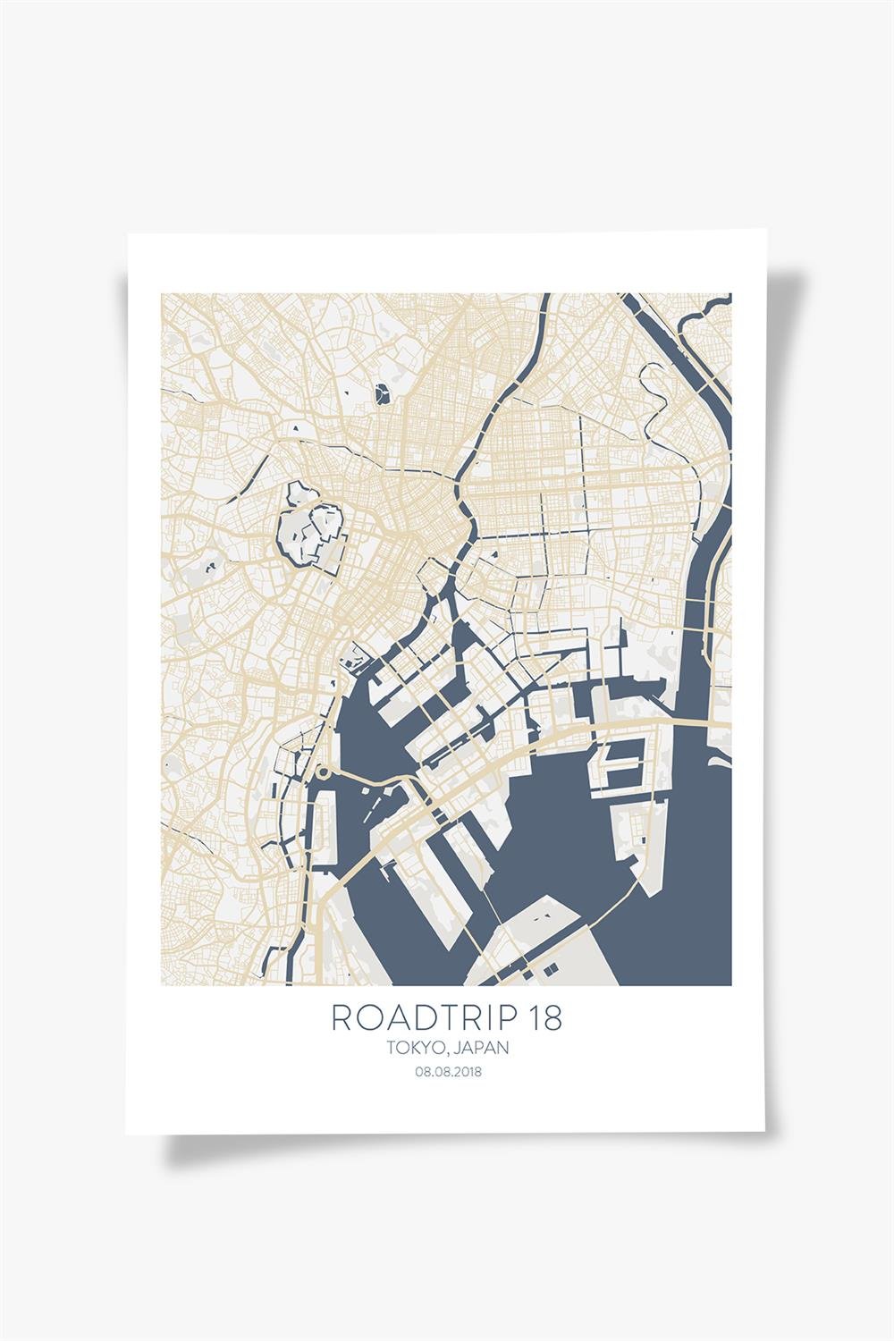 TOKYO  Harita Şehir Beyaz Çerçeve Fine art Print Baskı Tablo Duvar Dekorasyon ürünü Poster