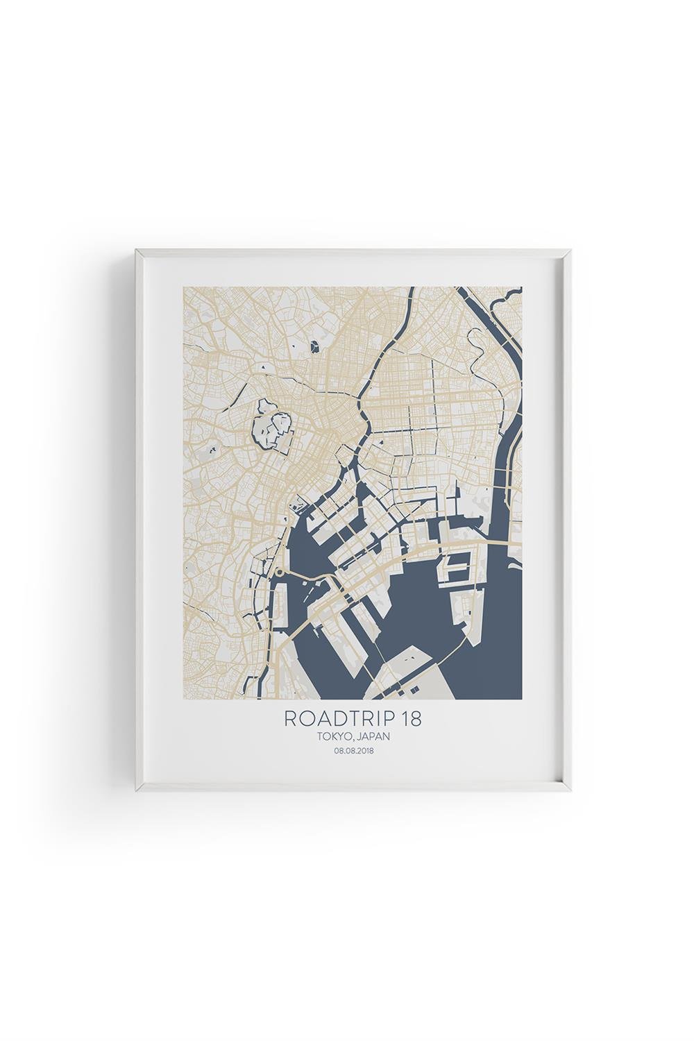 TOKYO  Harita Şehir Beyaz Çerçeve Fine art Print Baskı Tablo Duvar Dekorasyon ürünü Poster