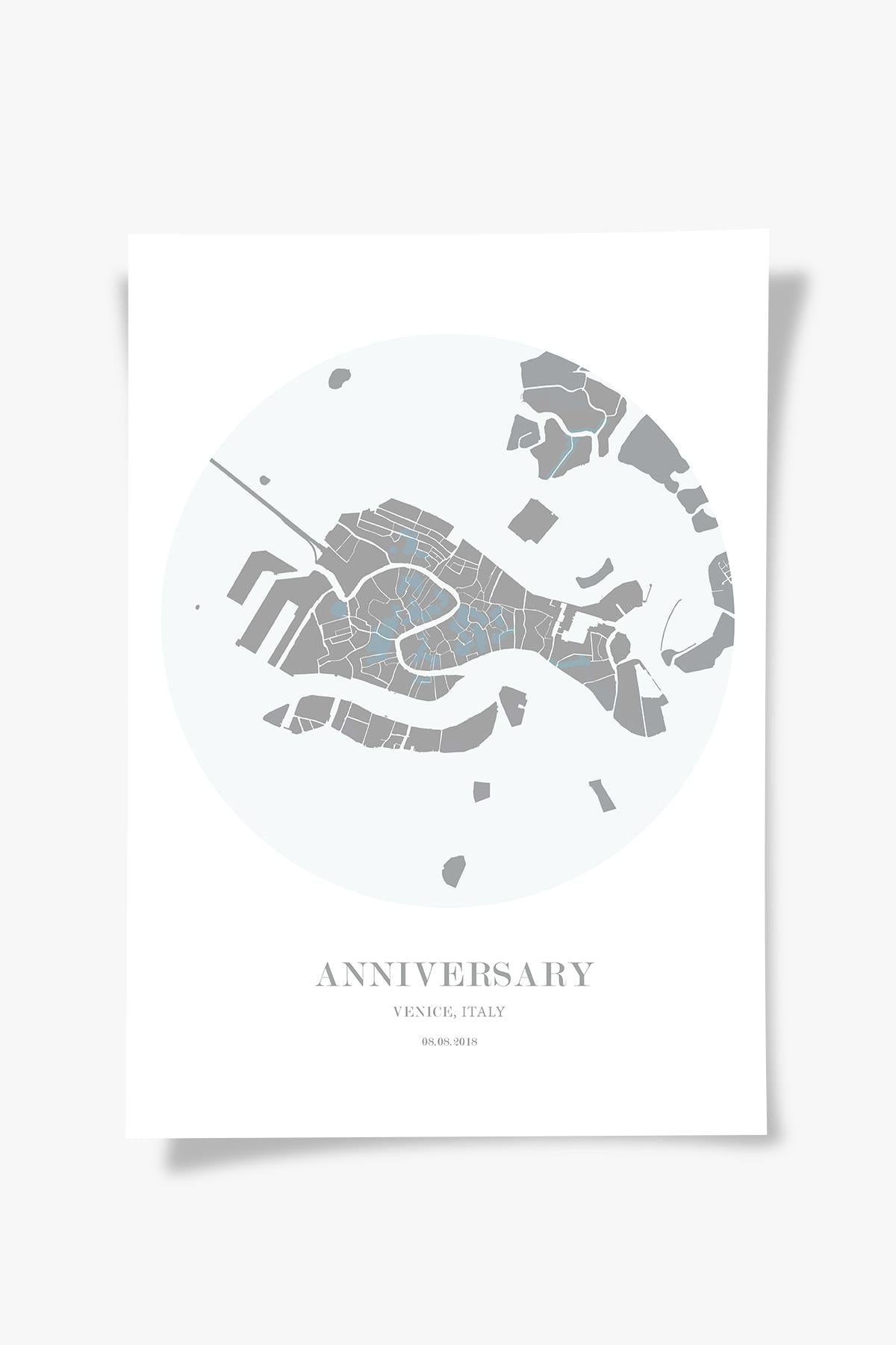 VENICE  Harita Şehir Ahşap Çerçeve Fine art Print Baskı Tablo Duvar Dekorasyon ürünü Poster