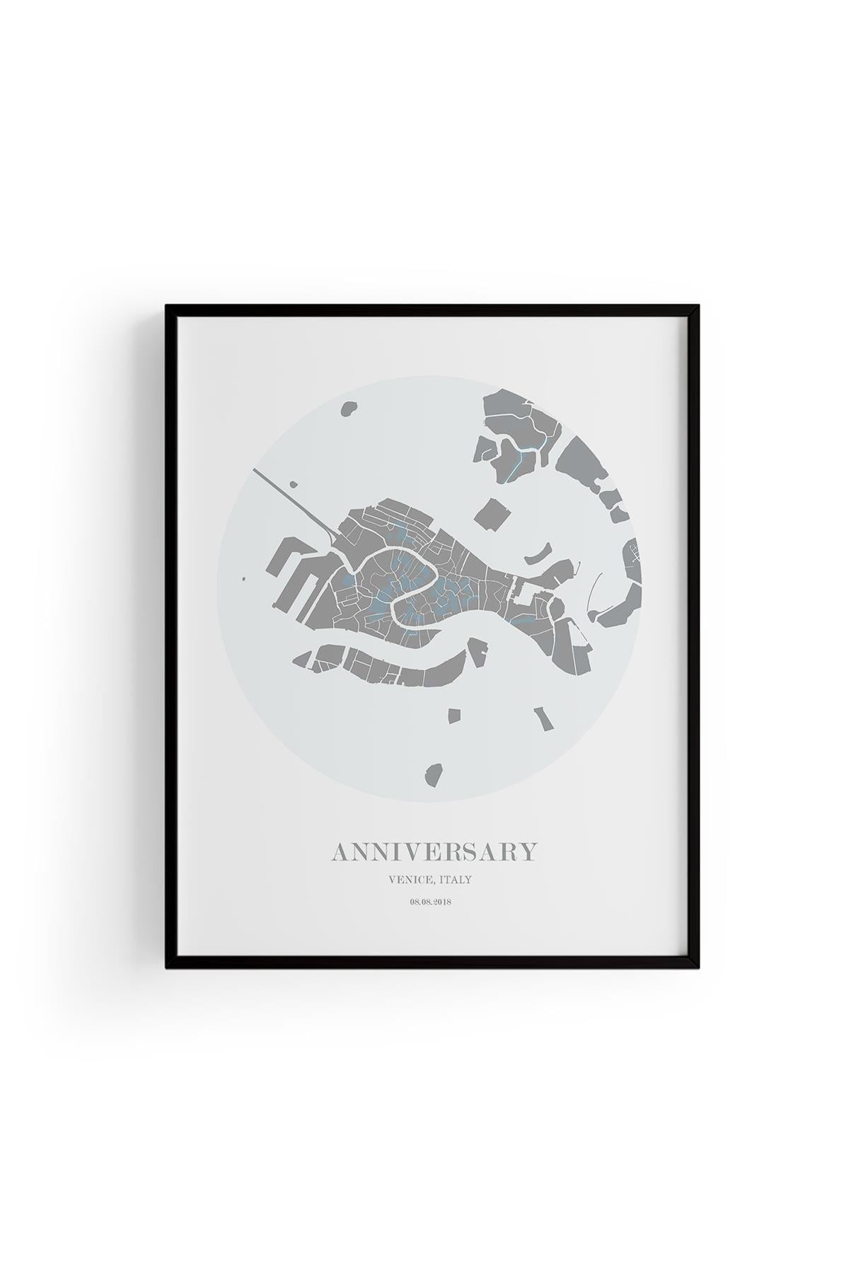 VENICE  Harita Şehir Ahşap Çerçeve Fine art Print Baskı Tablo Duvar Dekorasyon ürünü Poster