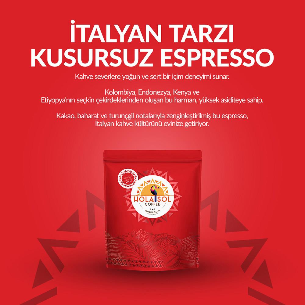 Hola Sol Espresso Italiano Çekirdek Kahve 250 Gr