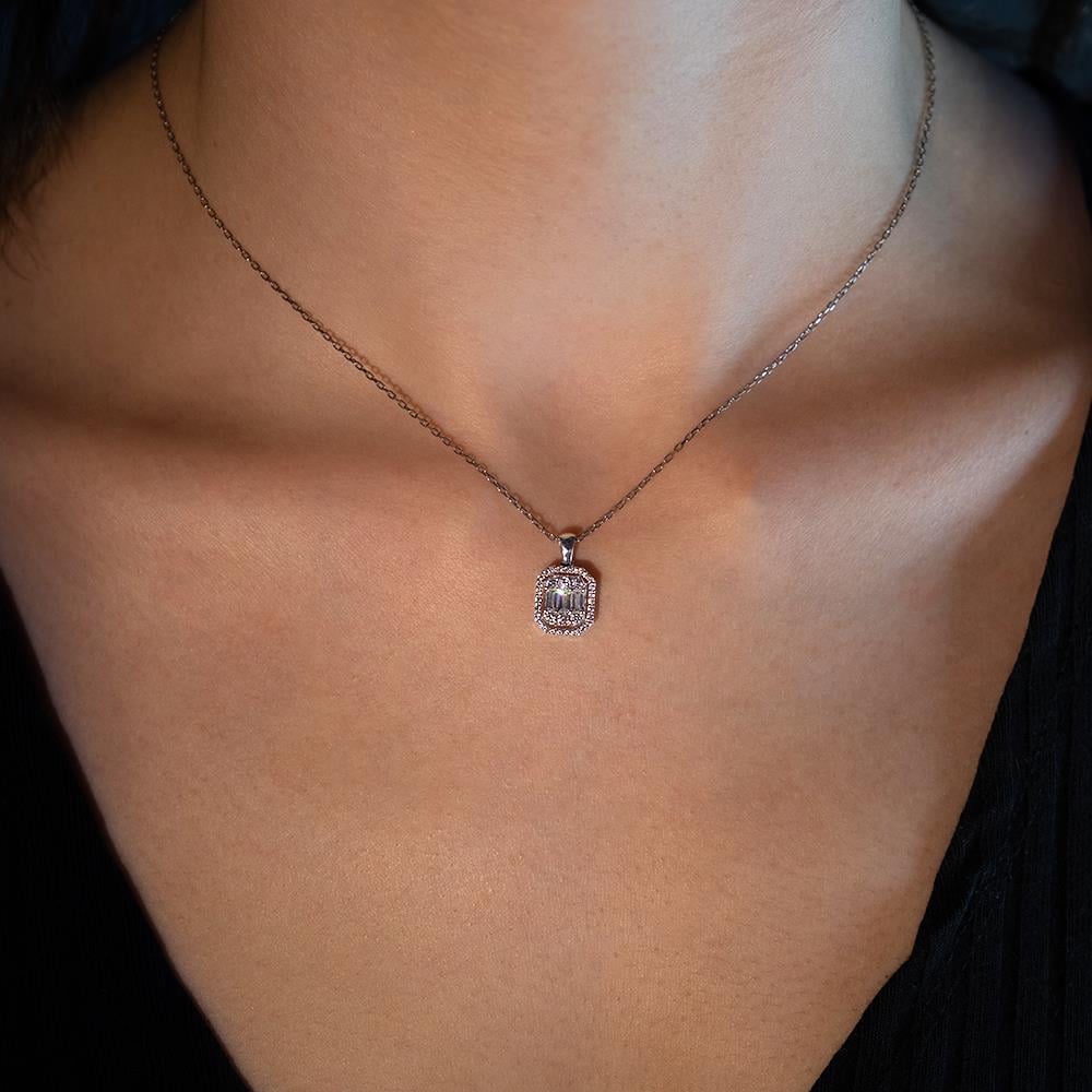 0.35 Karat  Baget Pırlanta Kolye