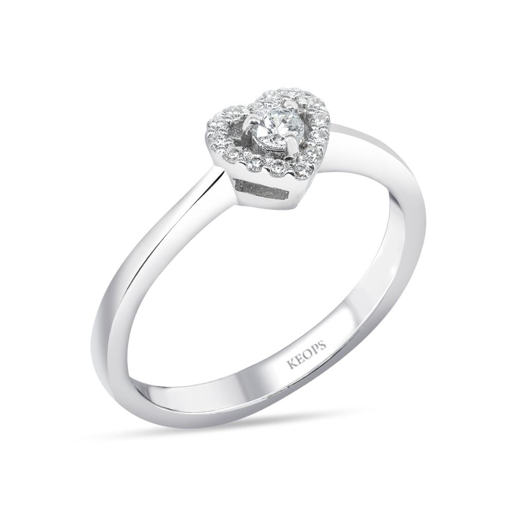 0.15 Karat Kalp Tektaş Yüzük