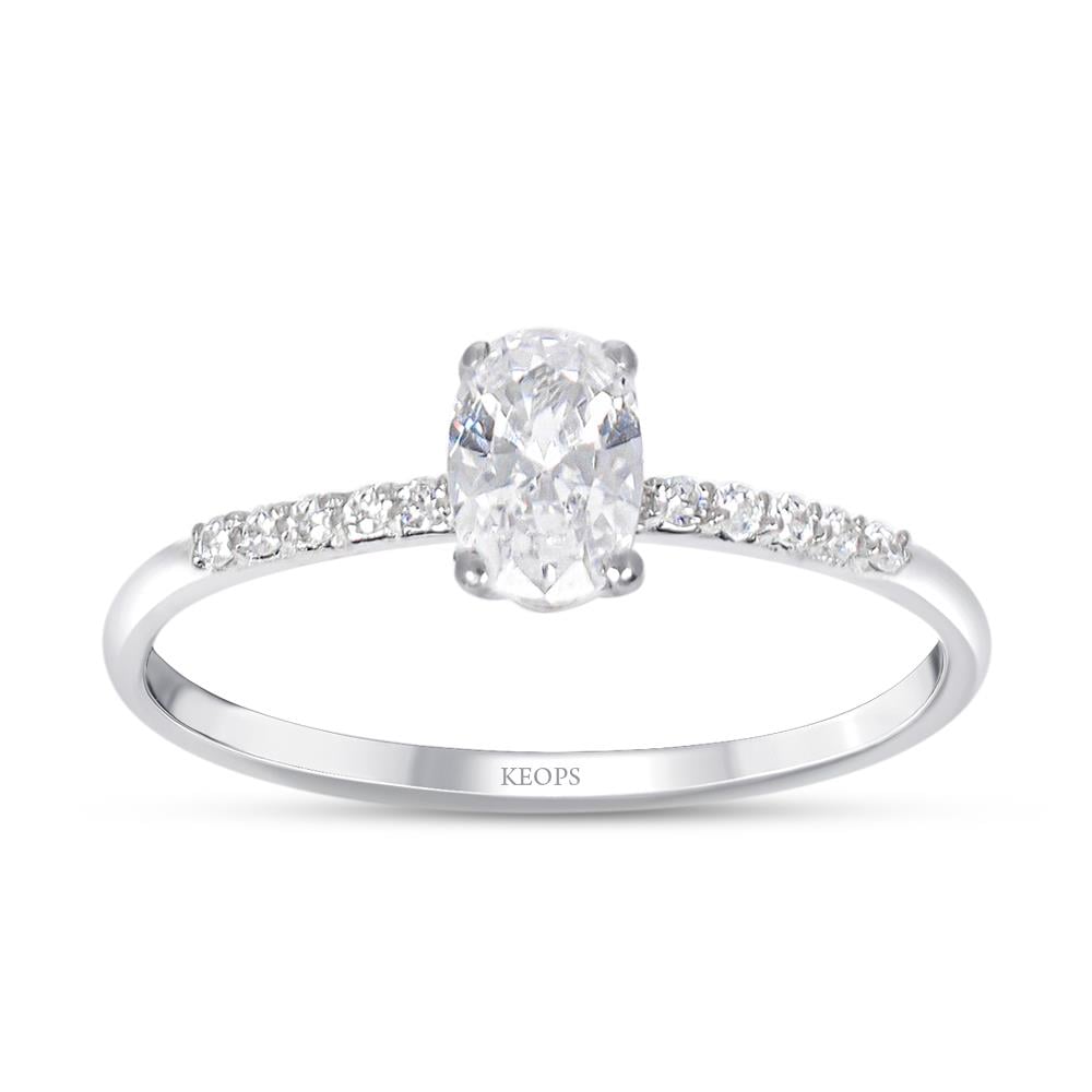 0.10 Özel Tasarım Oval Pırlanta Tektaş Yüzük