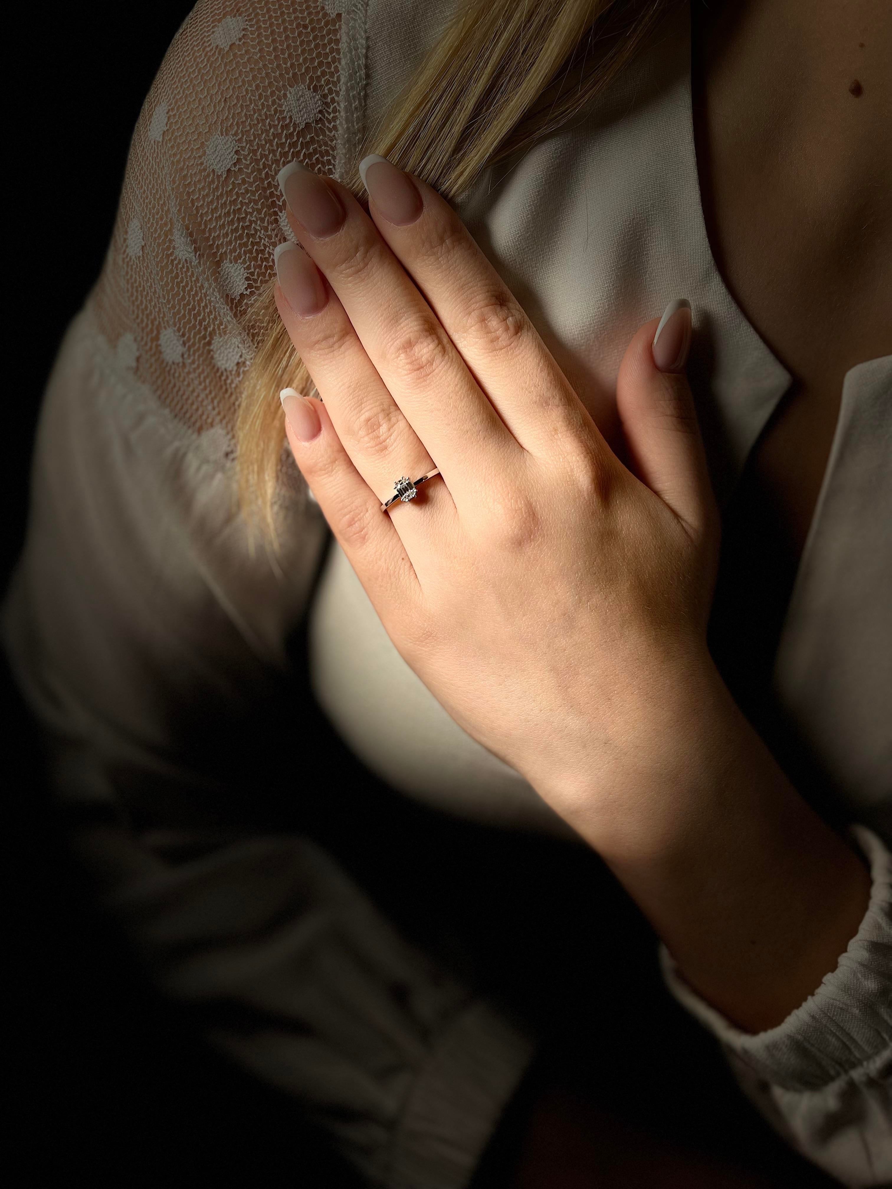 0,18  Baget Kesim Pırlanta Tektaş Yüzük 