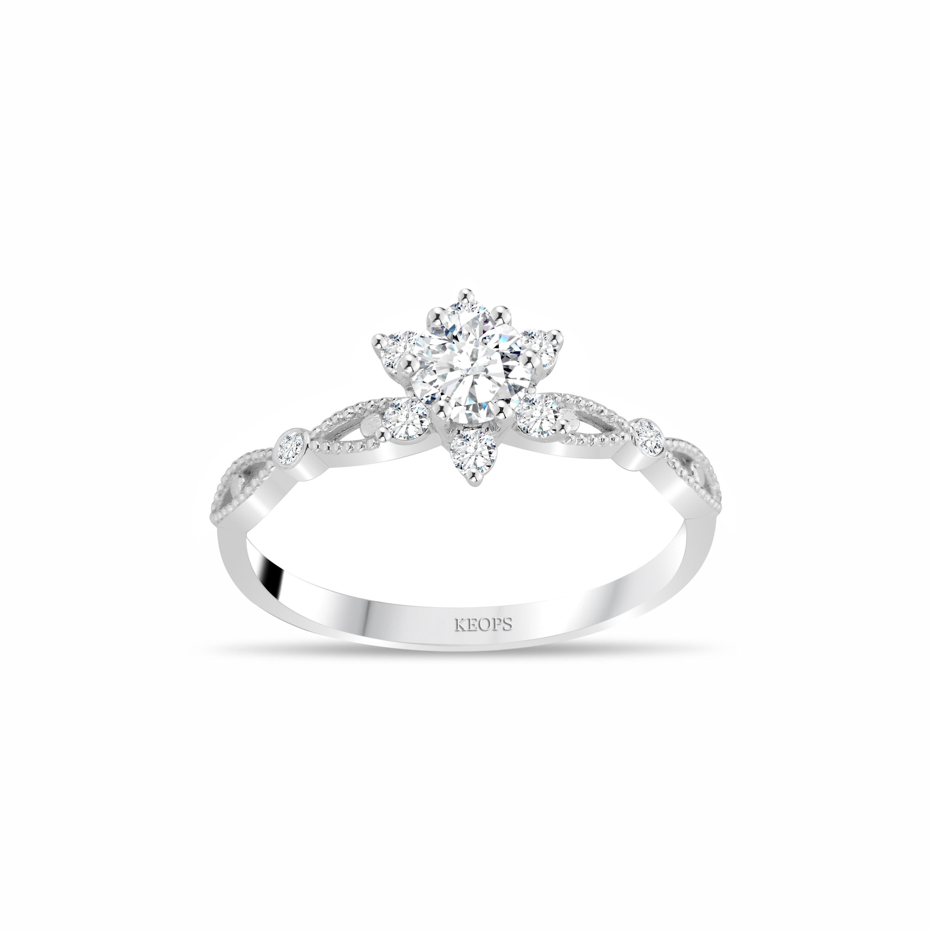 D Renk 0.55 Karat Pırlanta Lotus Çiçeği Tektaş