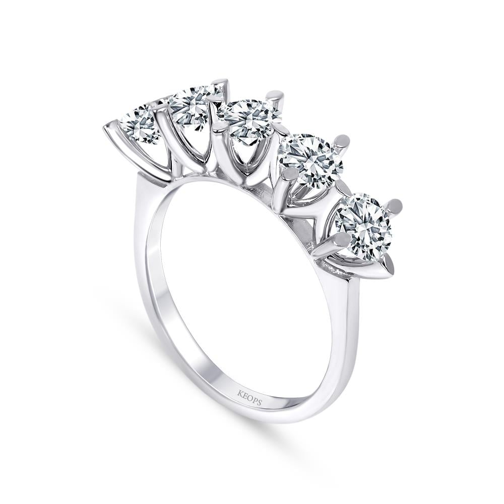 D Renk 1.50 Karat Pırlanta Beştaş Yüzük - HRD Sertifikalı