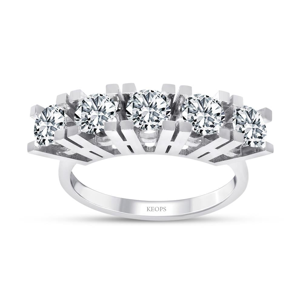 D Renk 1.50 Karat Pırlanta Beştaş Yüzük - HRD Sertifikalı