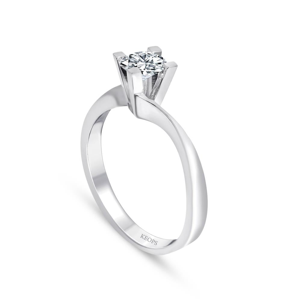 E Renk 0.30 Karat Pırlanta Tektaş Yüzük - HRD Sertifikalı