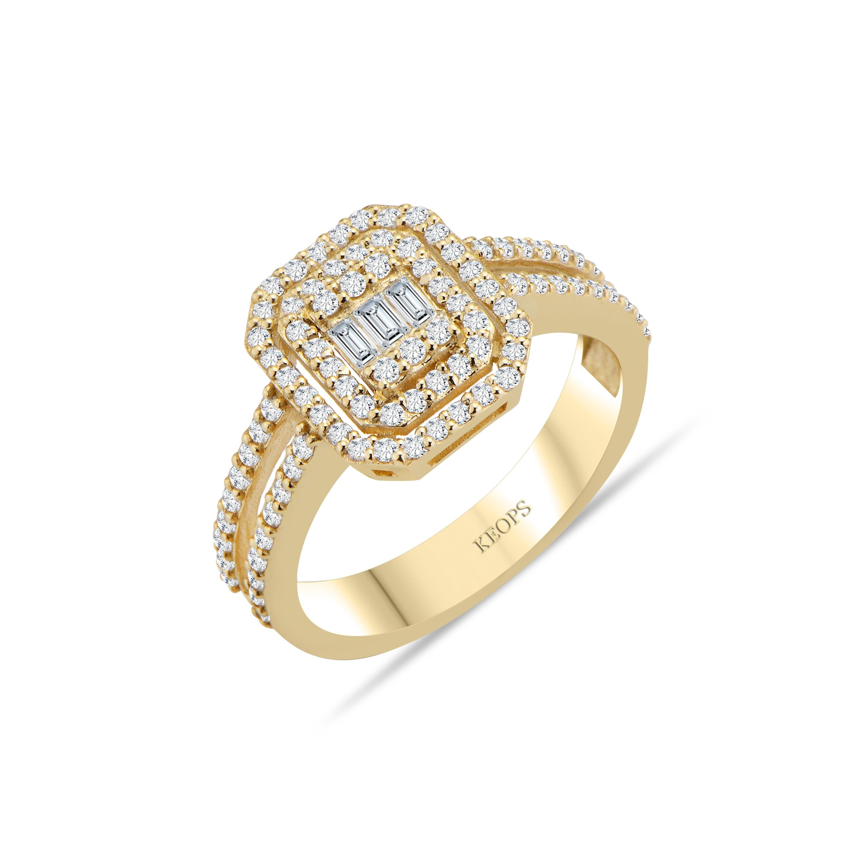 E Renk 0.75 Karat Baget Hanedan Yüzük