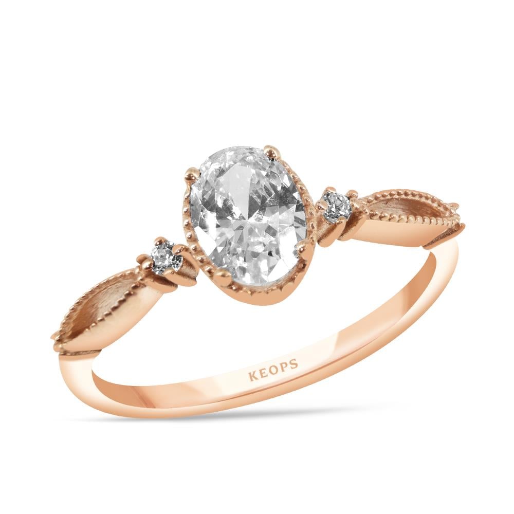 E Renk 0.72 Karat Pırlanta Vintage Oval Yüzük