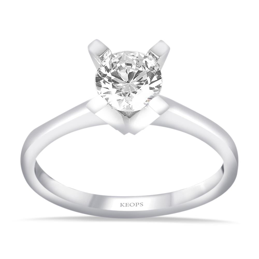 E Renk 0.70 Karat Pırlanta Tektaş Yüzük - HRD Sertifikalı