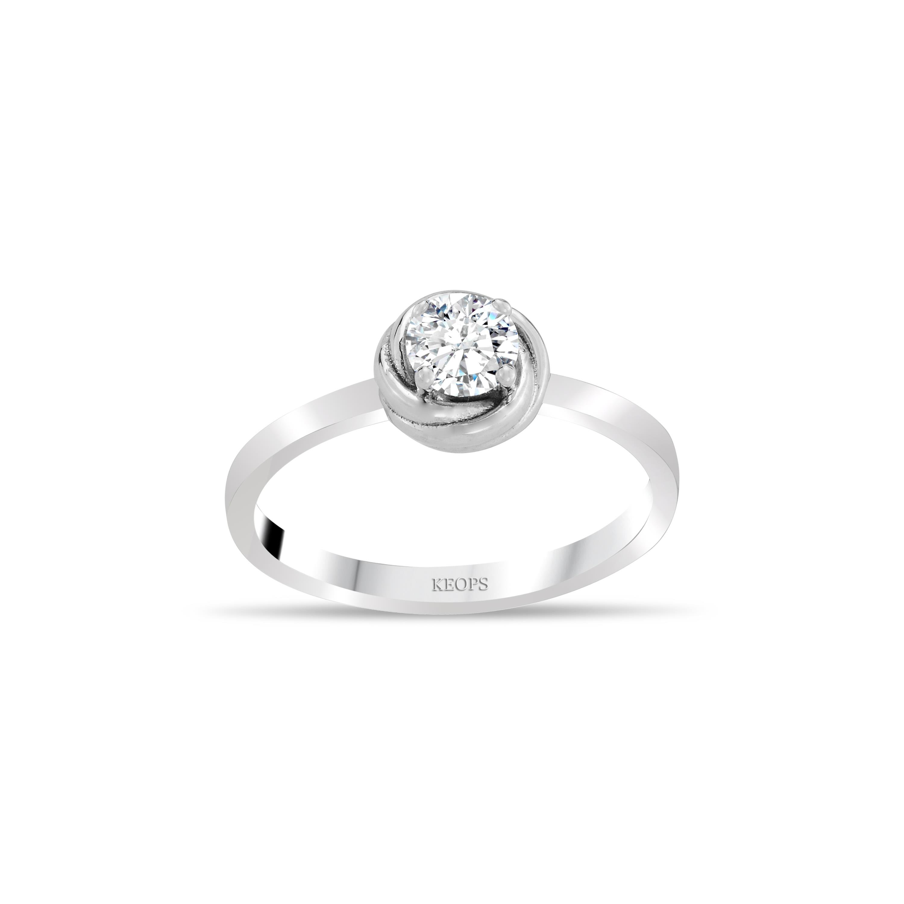 E Renk 0.50 Karat Sarmal Tektaş Yüzük