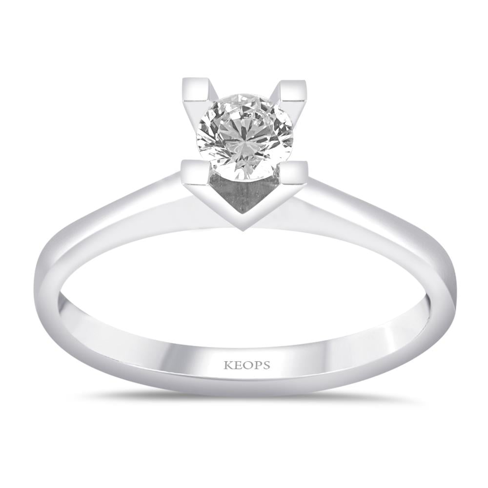 E Renk 0.40 Karat Pırlanta Tektaş Yüzük - HRD Sertifikalı