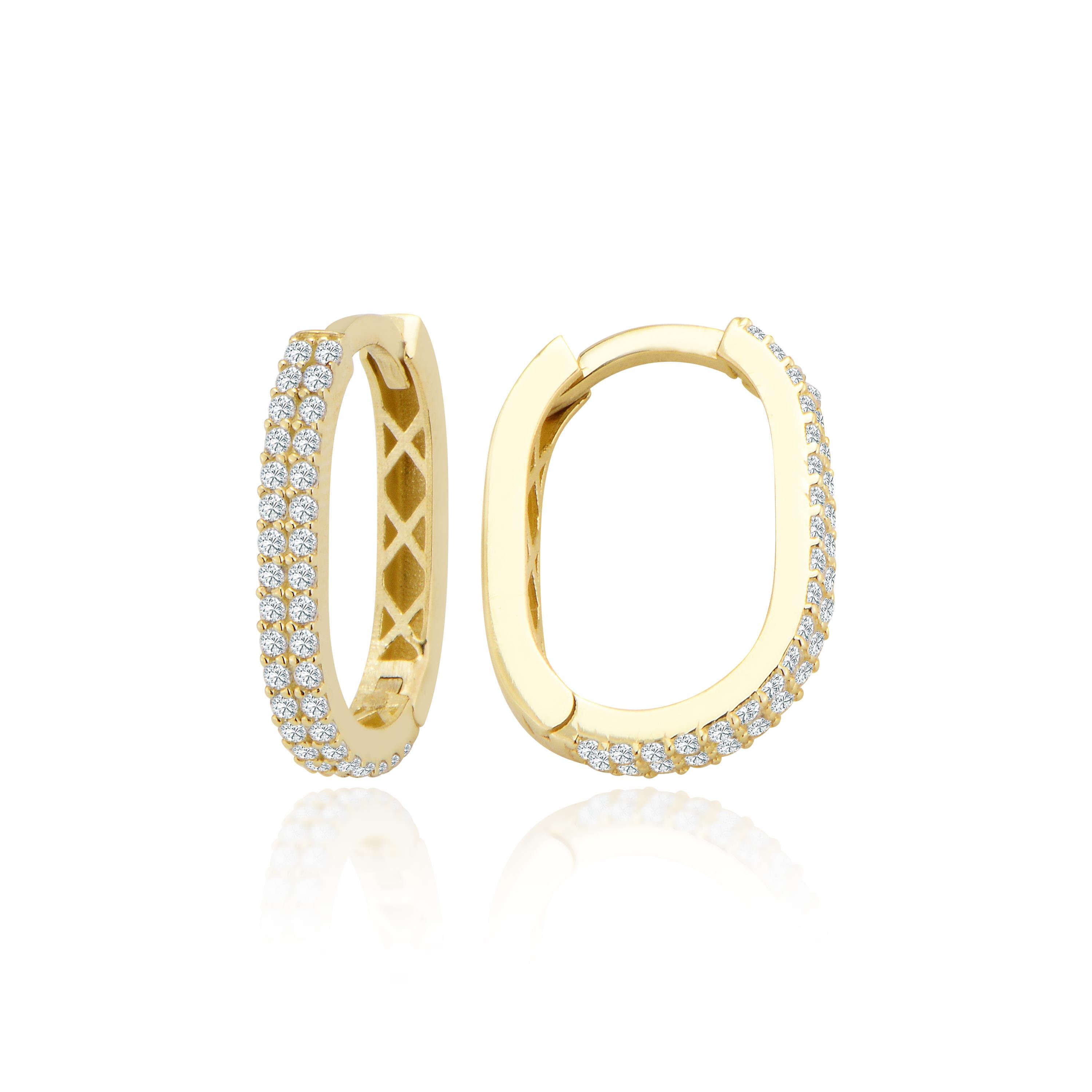 Elips Pırlanta Halka Küpe