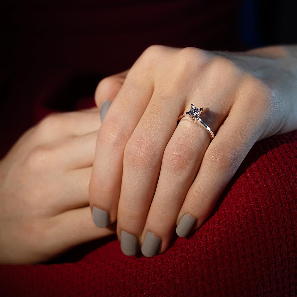 F Renk 0.50 Karat Pırlanta Tektaş Yüzük - HRD Sertifikalı