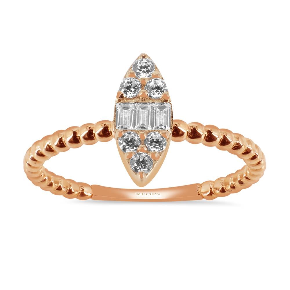 F Renk 0.26 Karat Markiz Baget Pırlanta  Yüzük