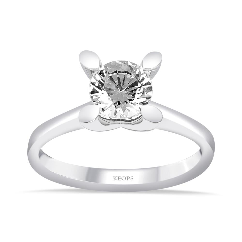 G Renk 0.90 Karat Pırlanta Tektaş Yüzük - HRD Sertifikalı