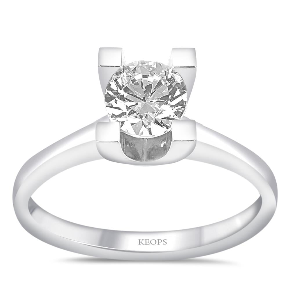 H Renk 0.70 Karat Pırlanta Tektaş Yüzük - HRD Sertifikalı