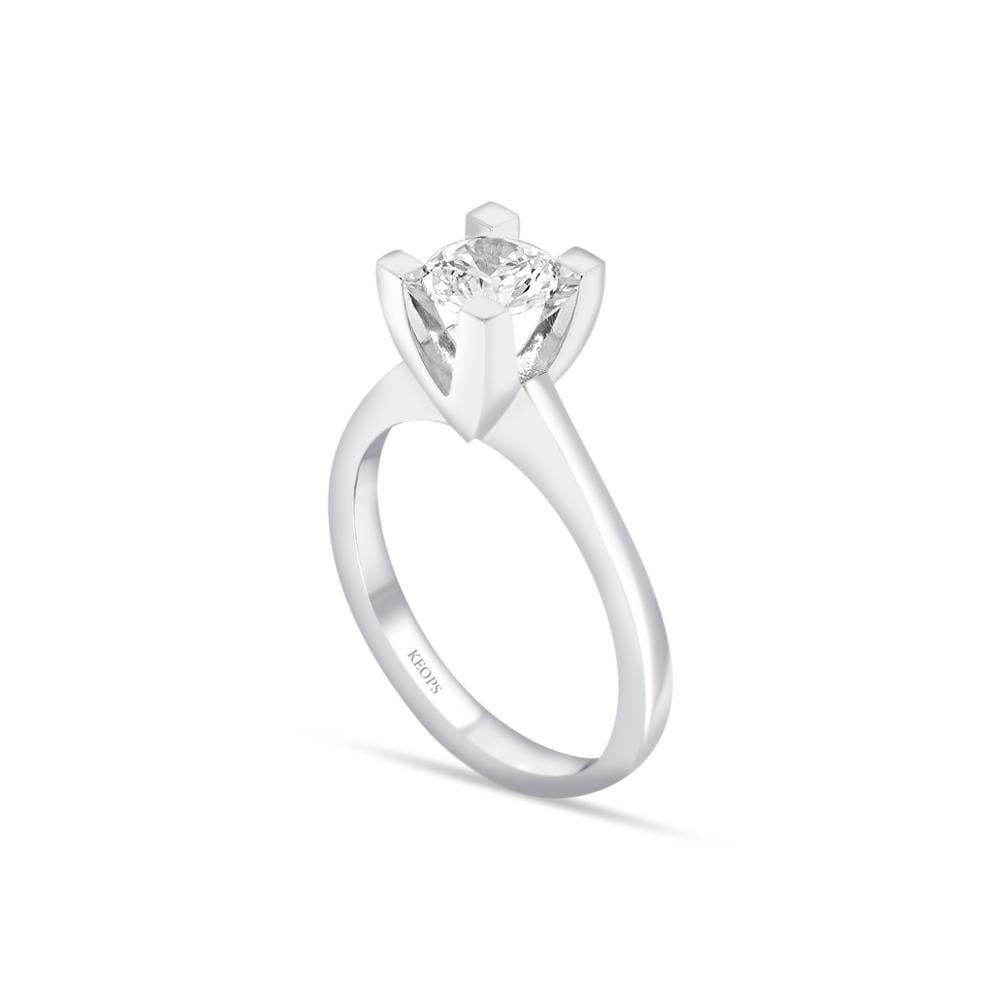 H Renk 0.70 Karat Pırlanta Tektaş Yüzük - HRD Sertifikalı