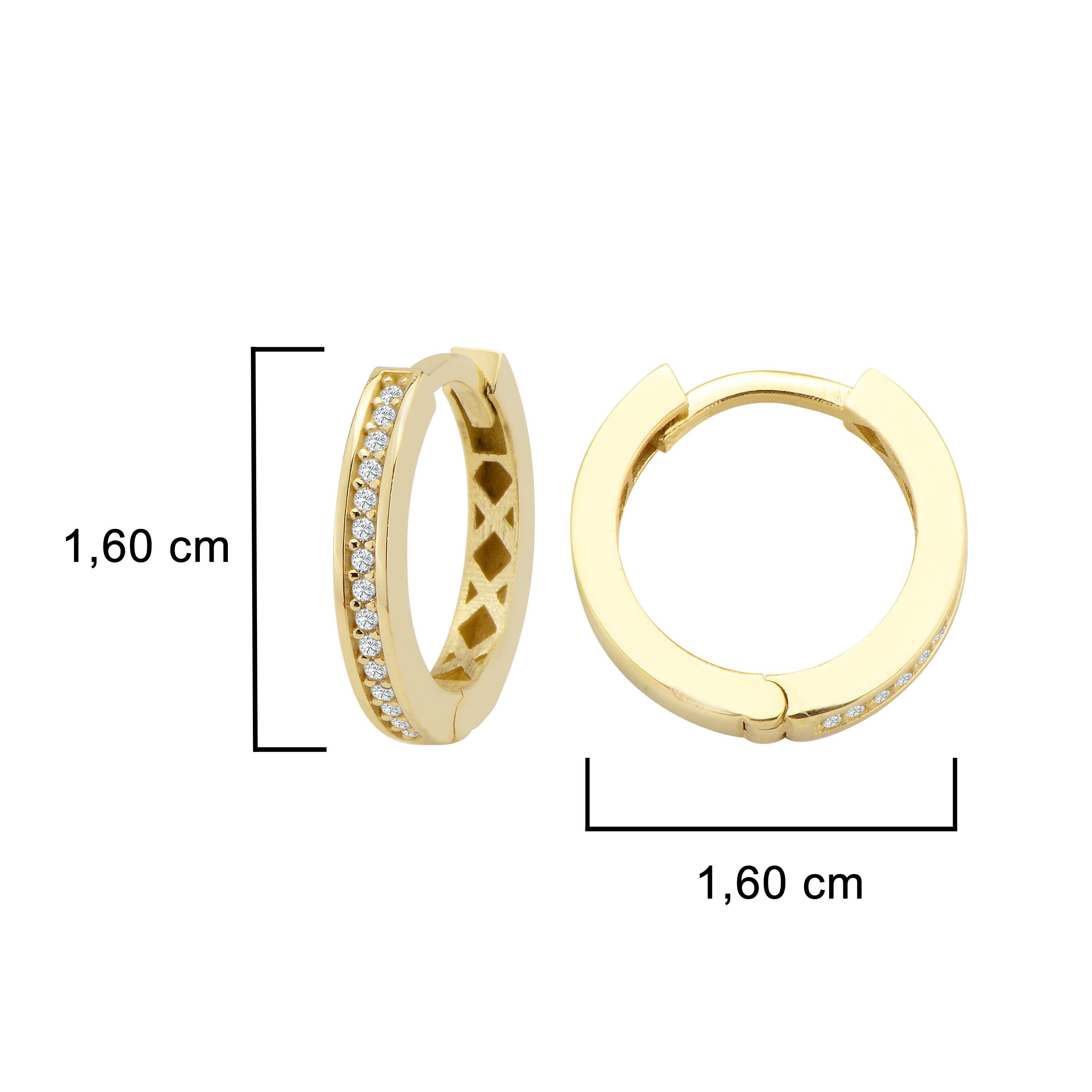 Pırlanta İnce Şerit Altın Halka Küpe 