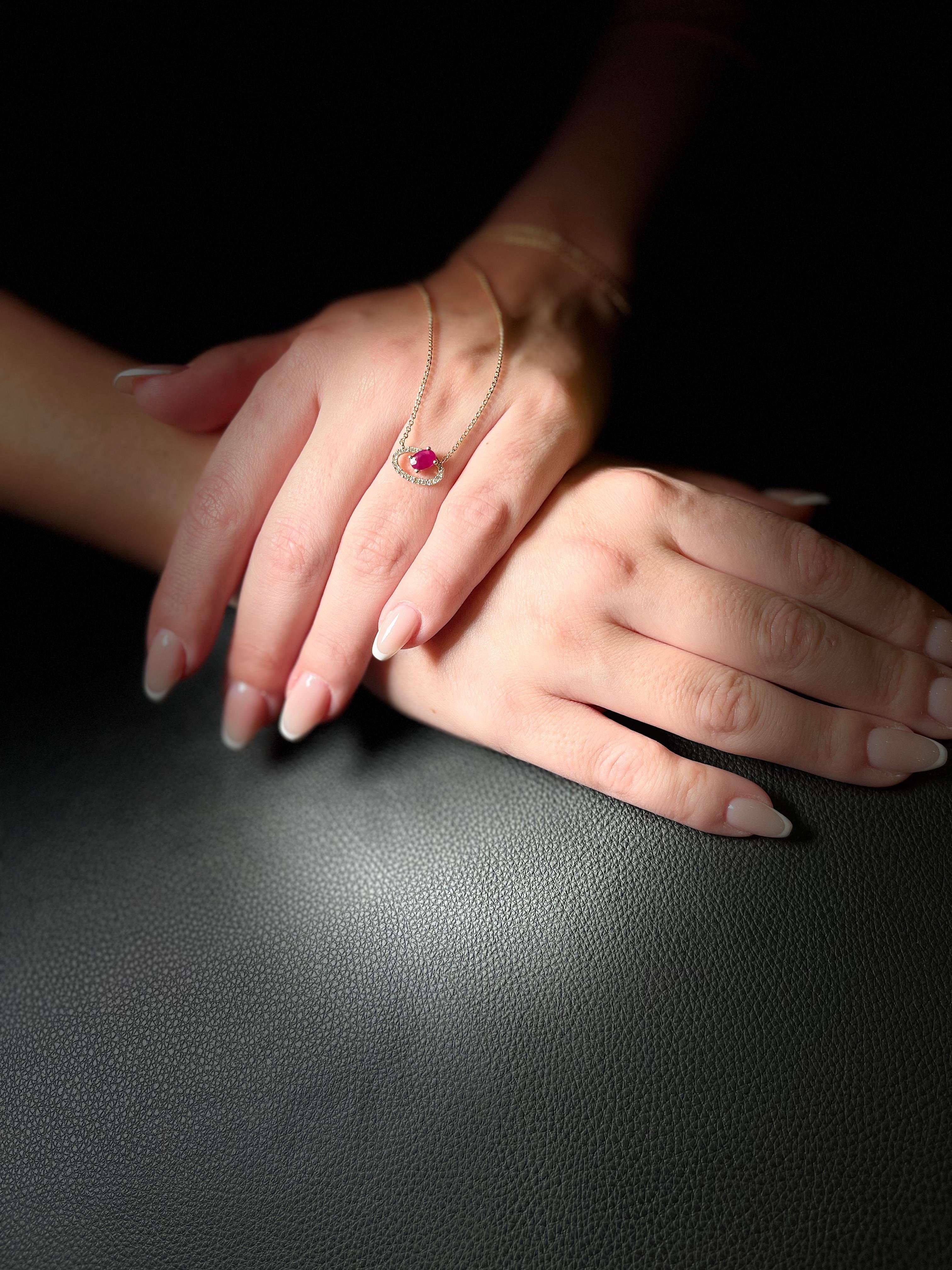 Pırlanta Ruby Yakut Rose  Kolye