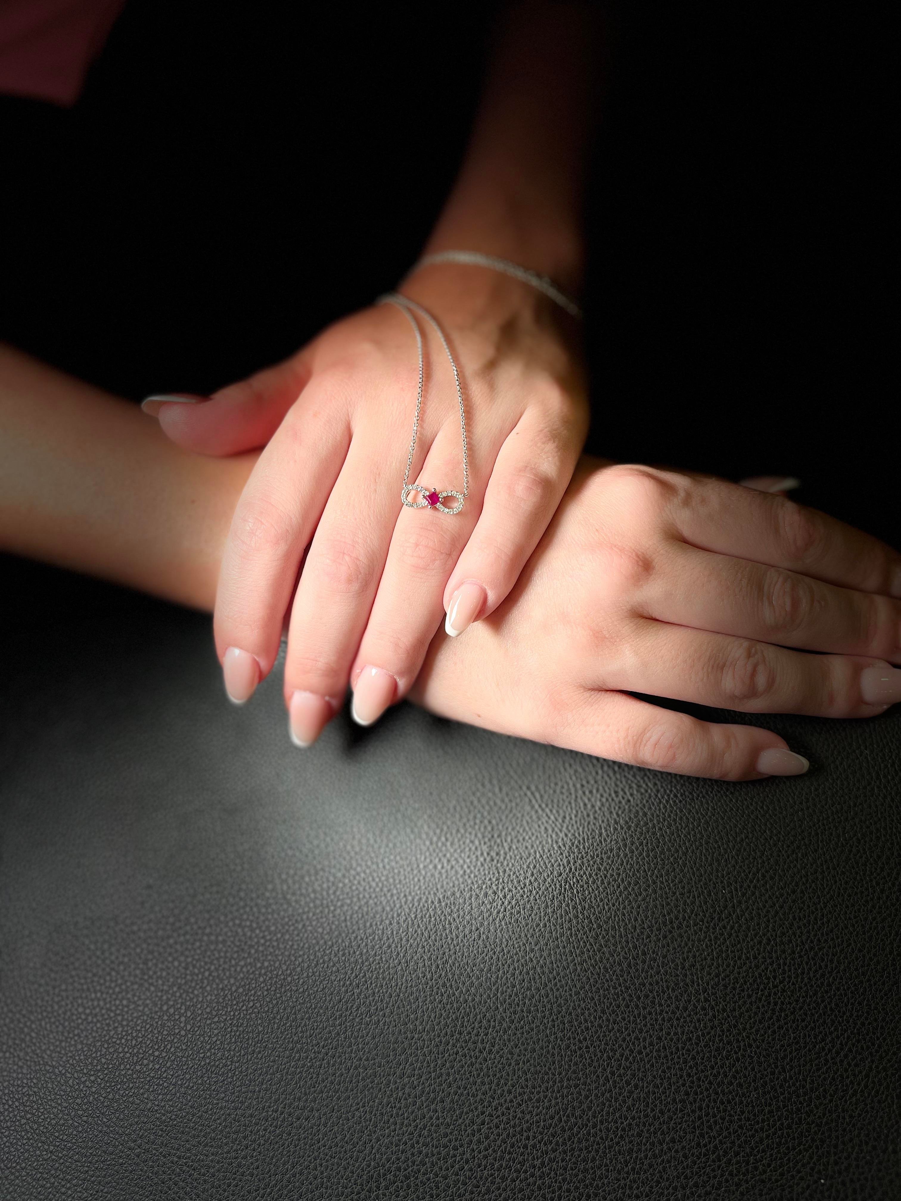 Pırlanta Ruby Yakut Sonsuzluk  Kolye 