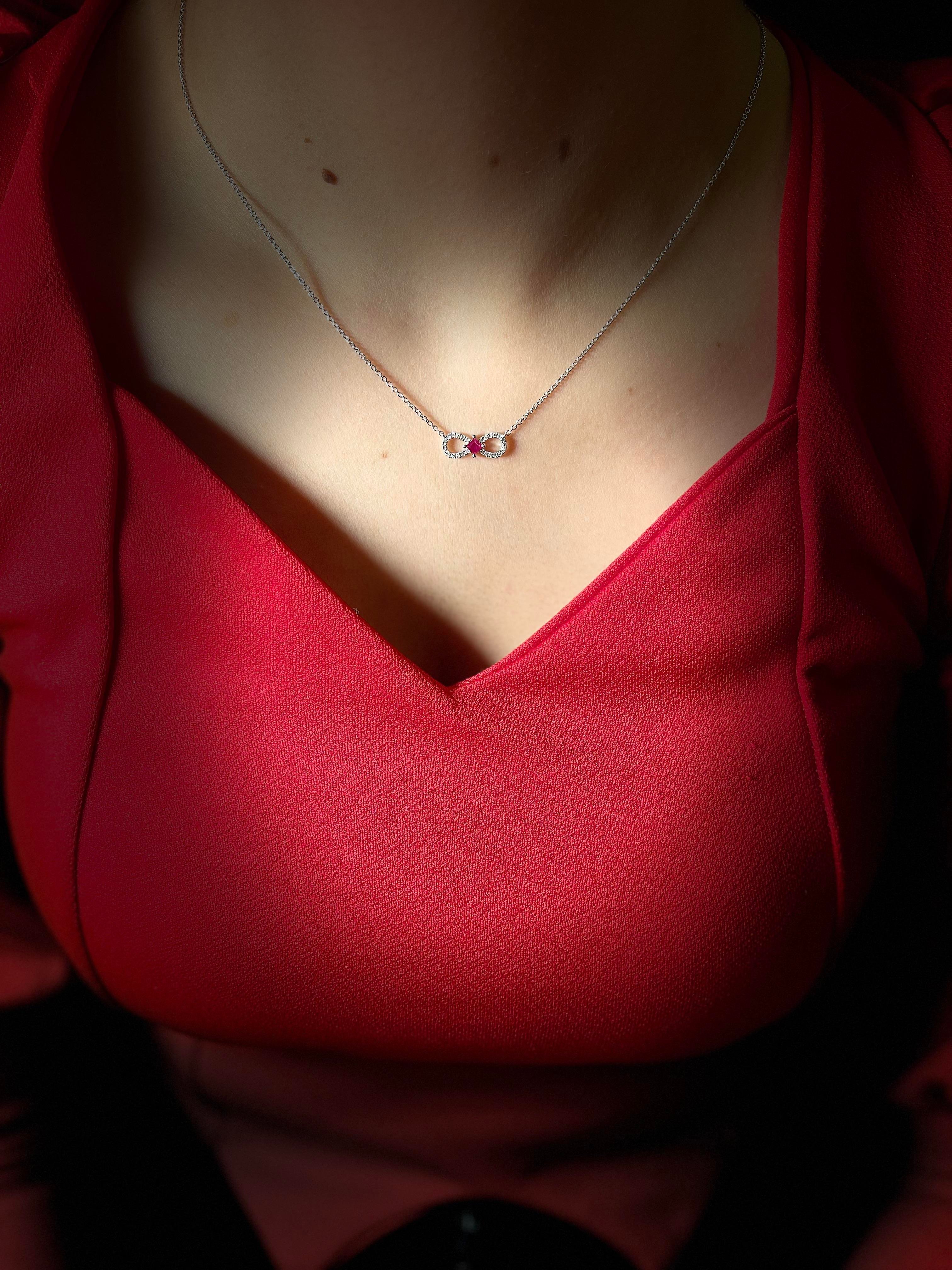 Pırlanta Ruby Yakut Sonsuzluk  Kolye 