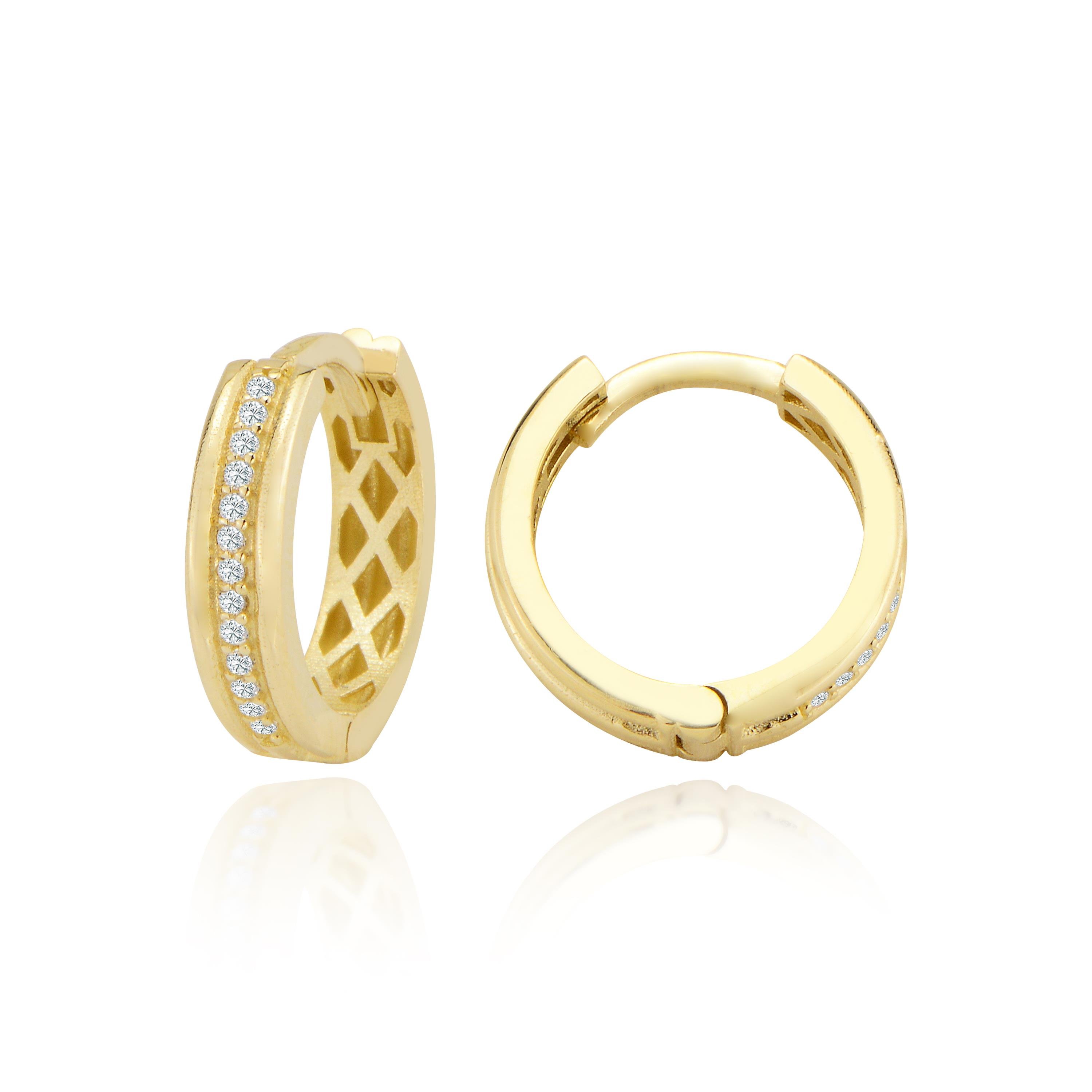 Pırlanta Şerit Altın Halka Küpe 