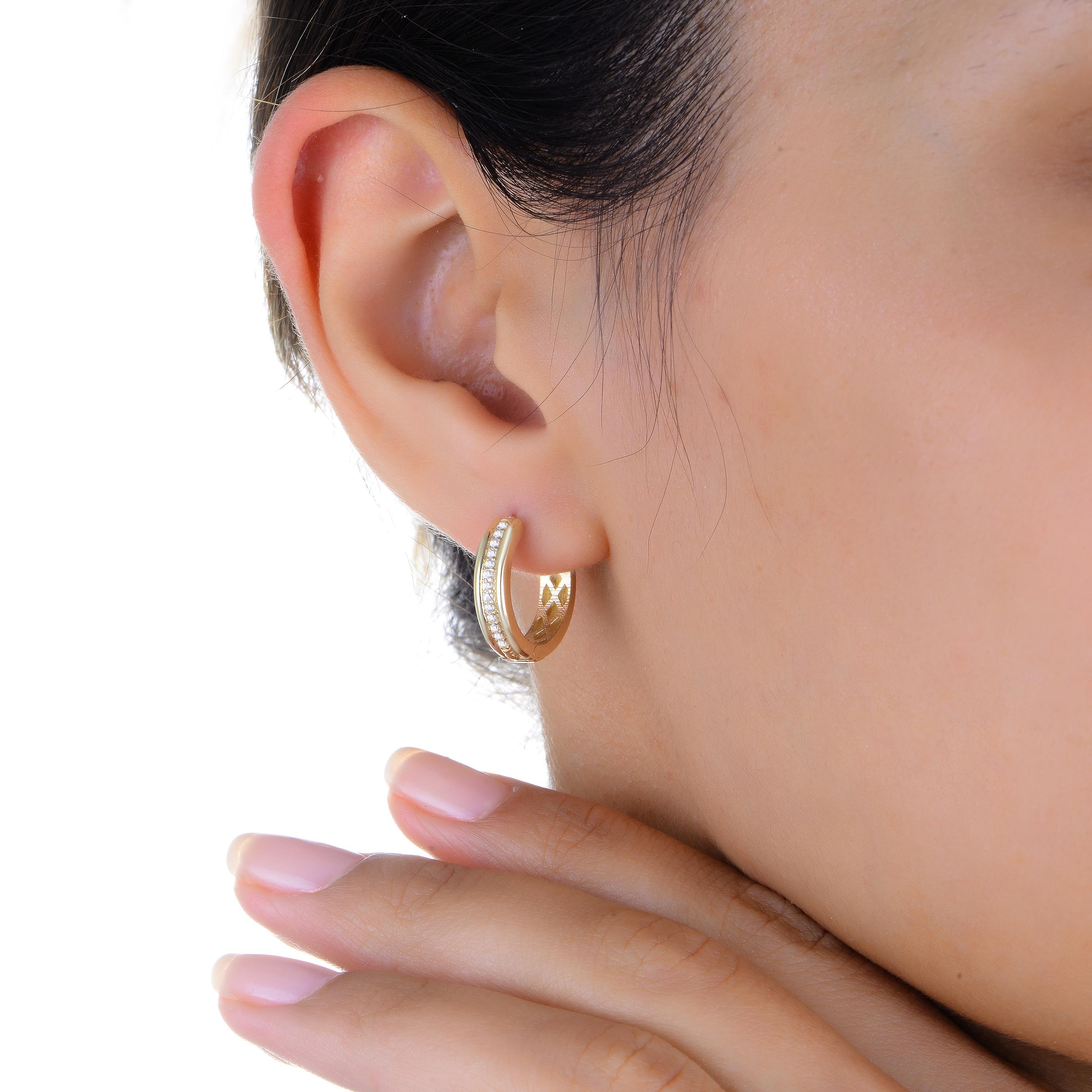 Pırlanta Şerit Altın Halka Küpe 