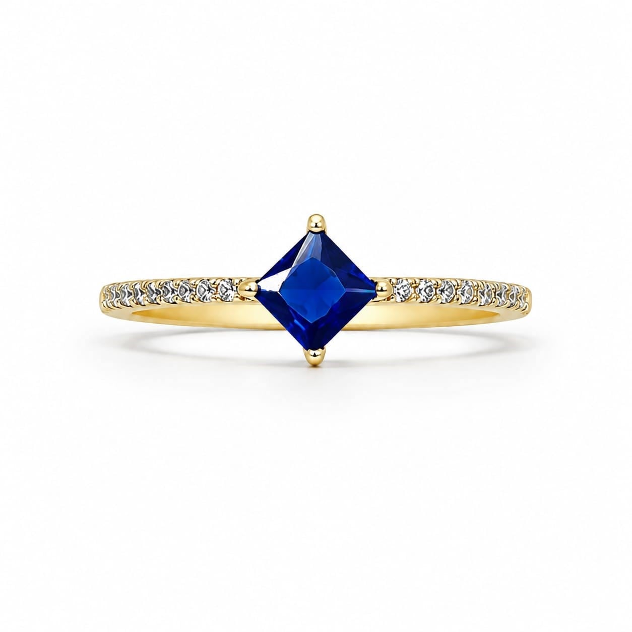 Safir Taşlı Pırlanta Minimalist Yüzük - 3002009
