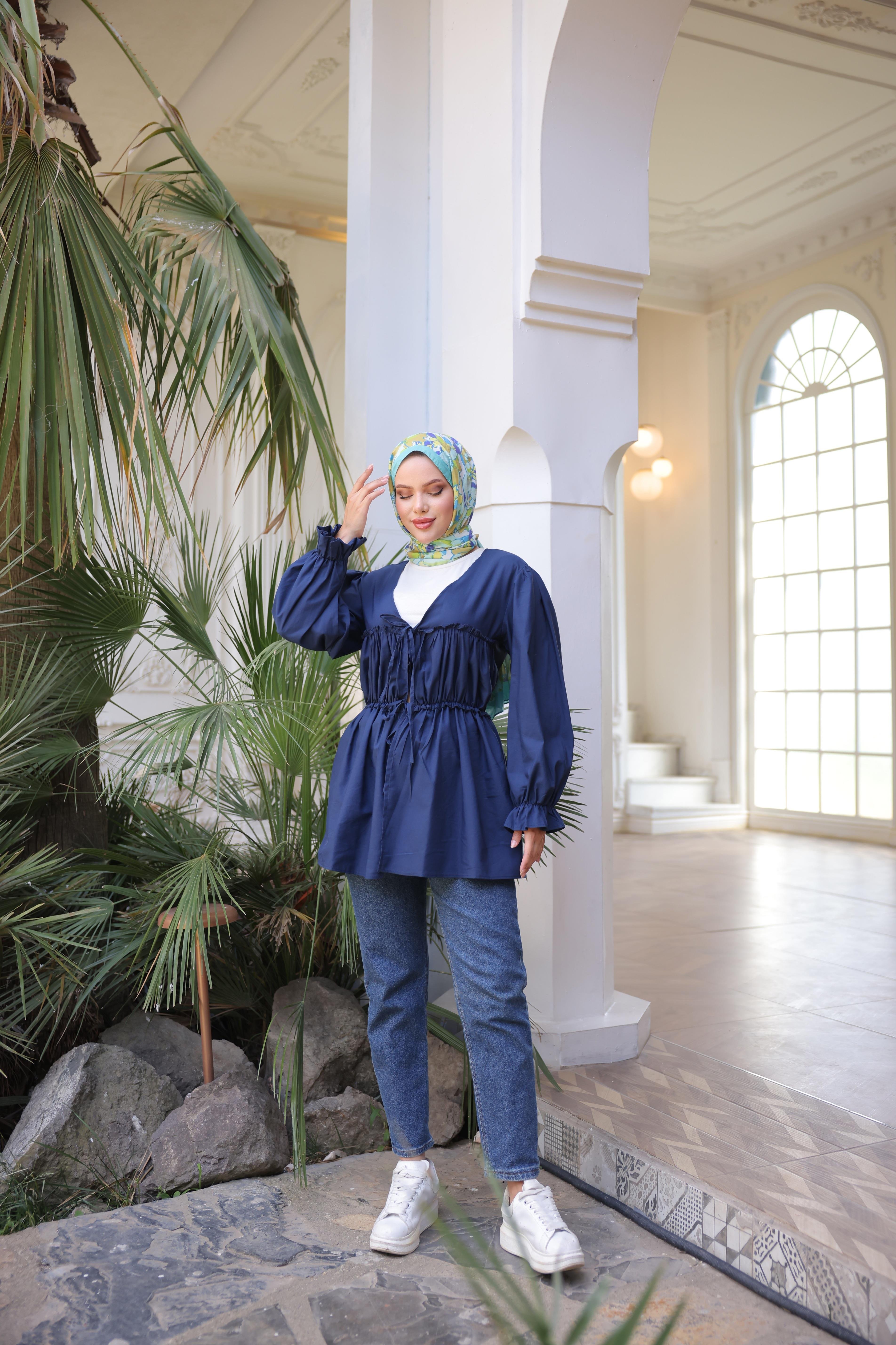 Beli Büzgülü Lastikli Kimono Tunik