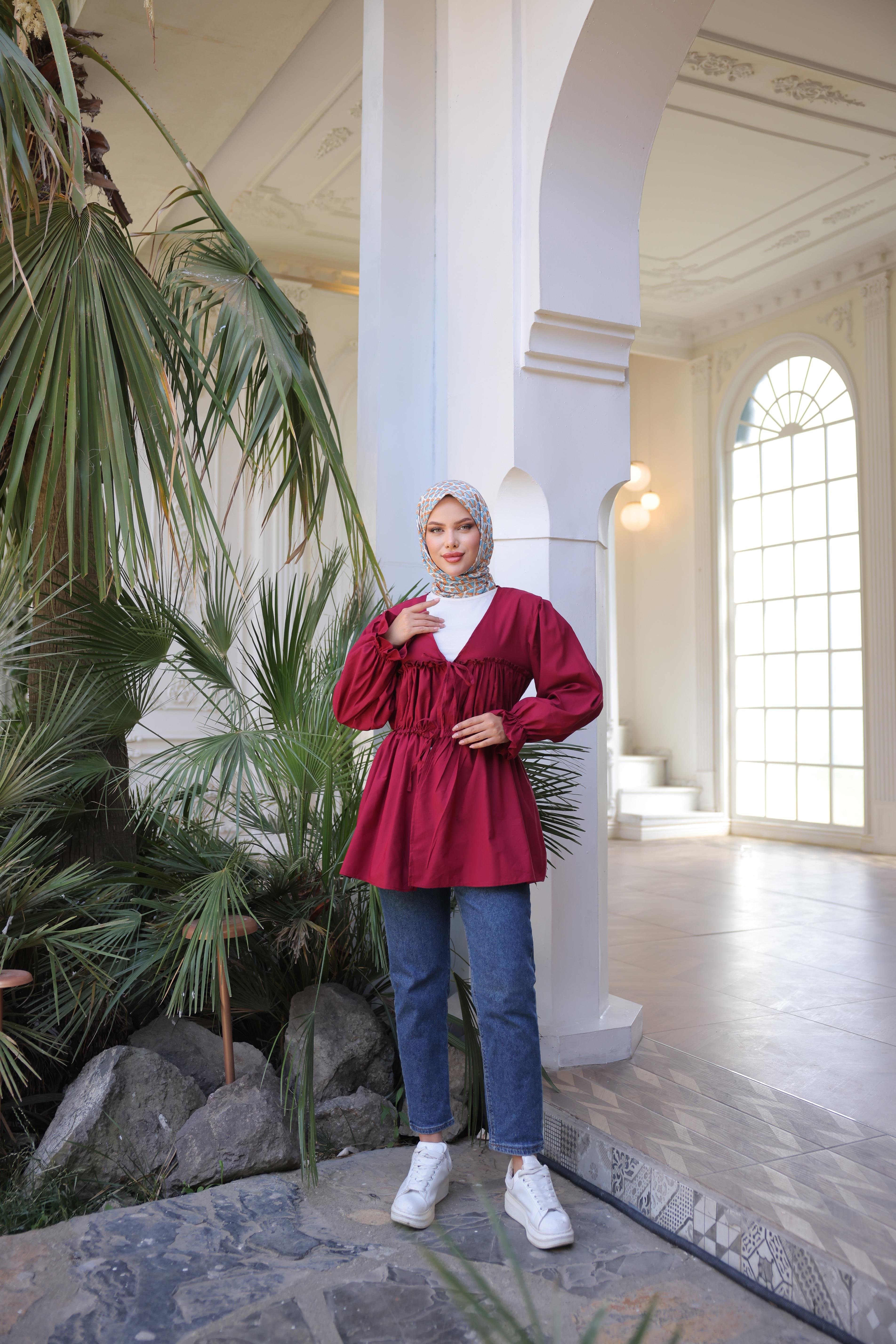 Beli Büzgülü Lastikli Kimono Tunik