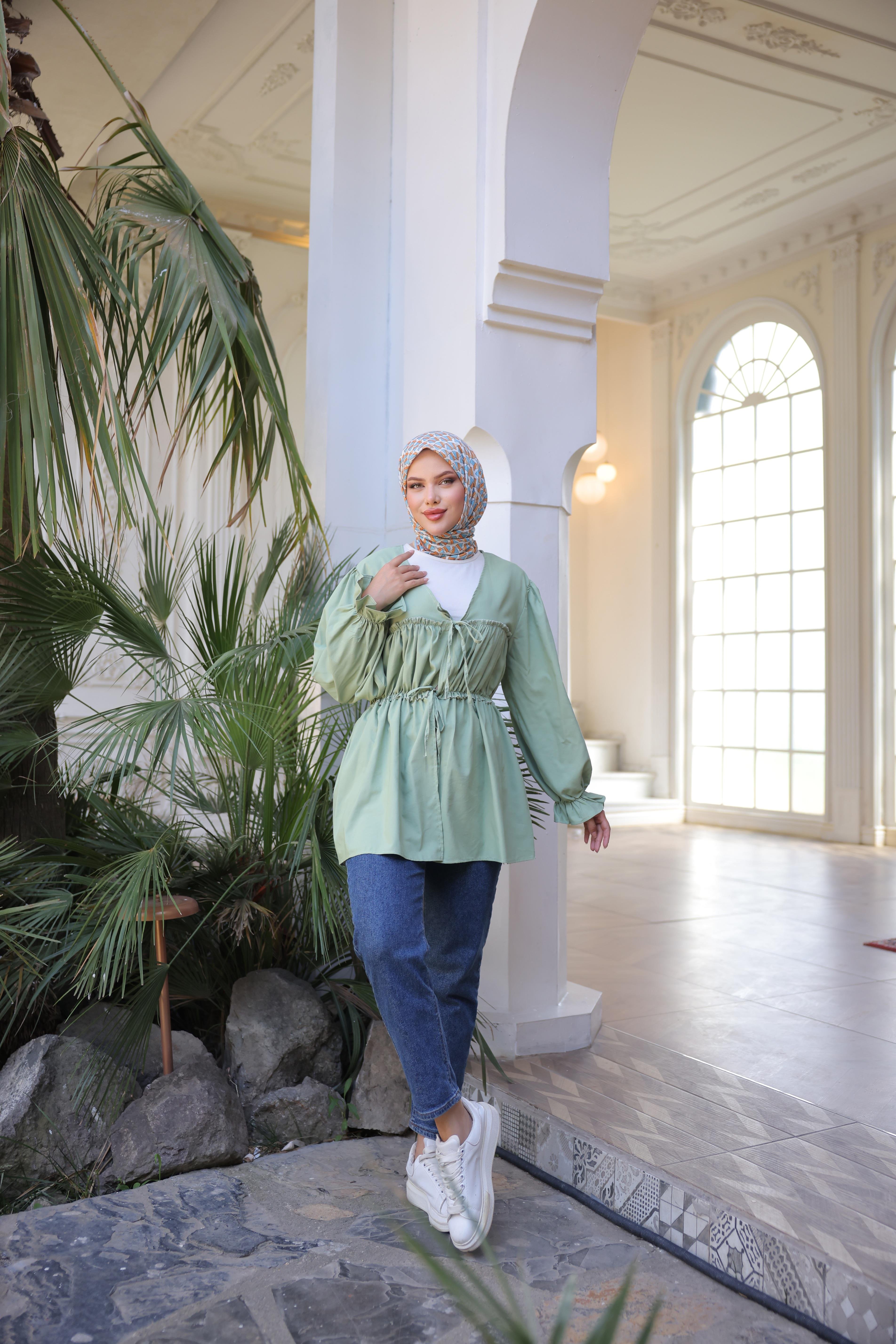Beli Büzgülü Lastikli Kimono Tunik