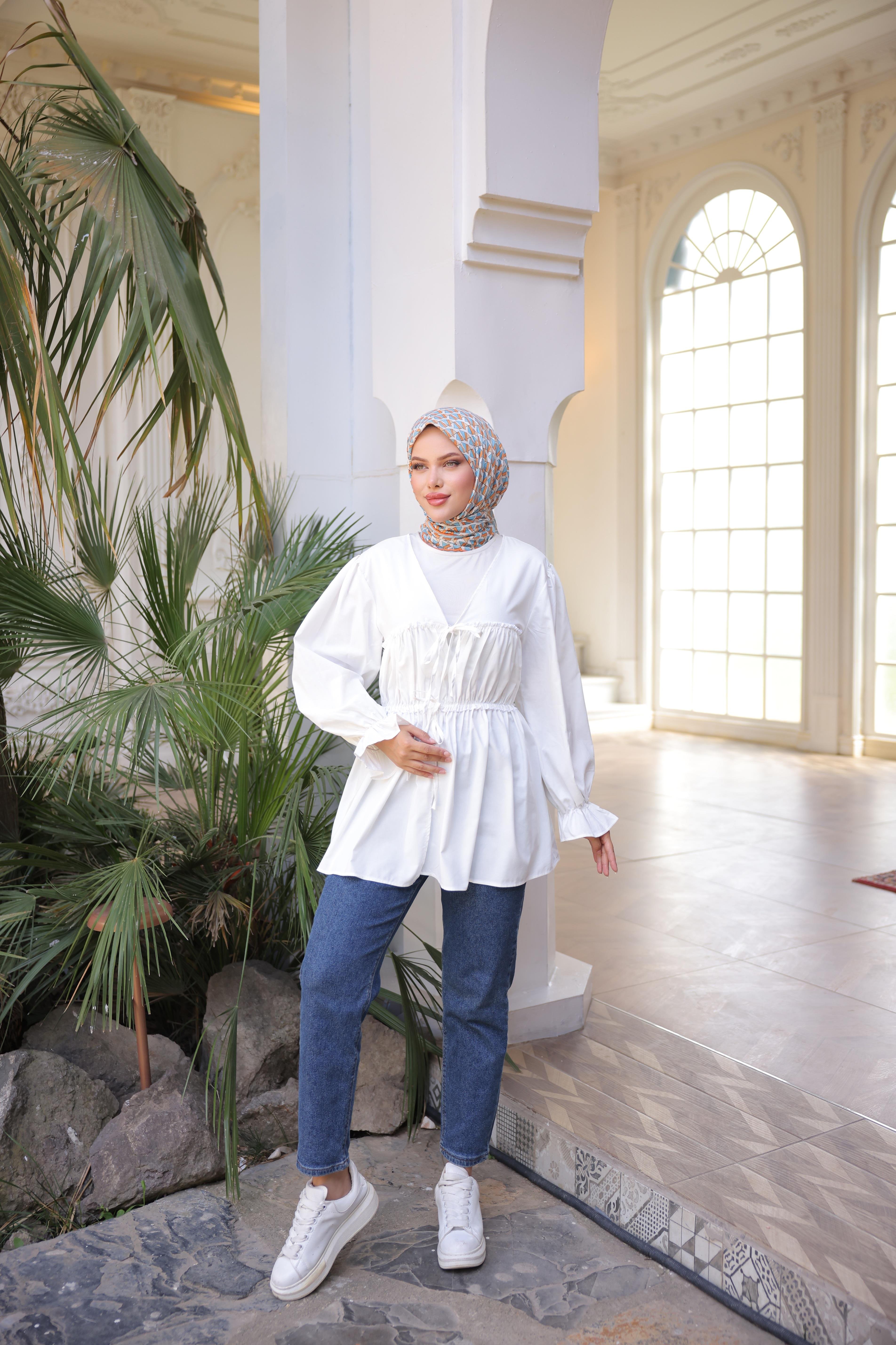 Beli Büzgülü Lastikli Kimono Tunik