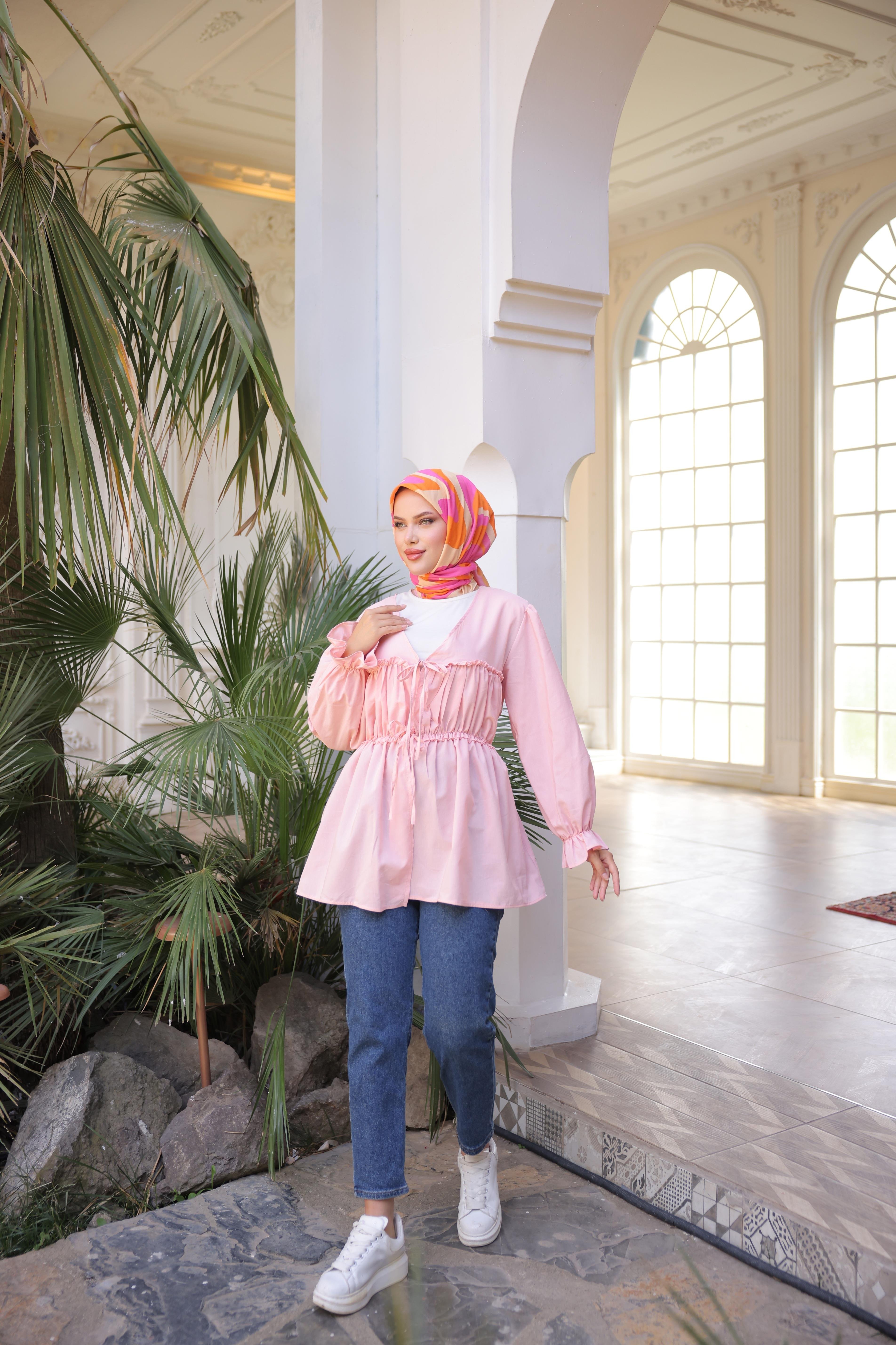 Beli Büzgülü Lastikli Kimono Tunik