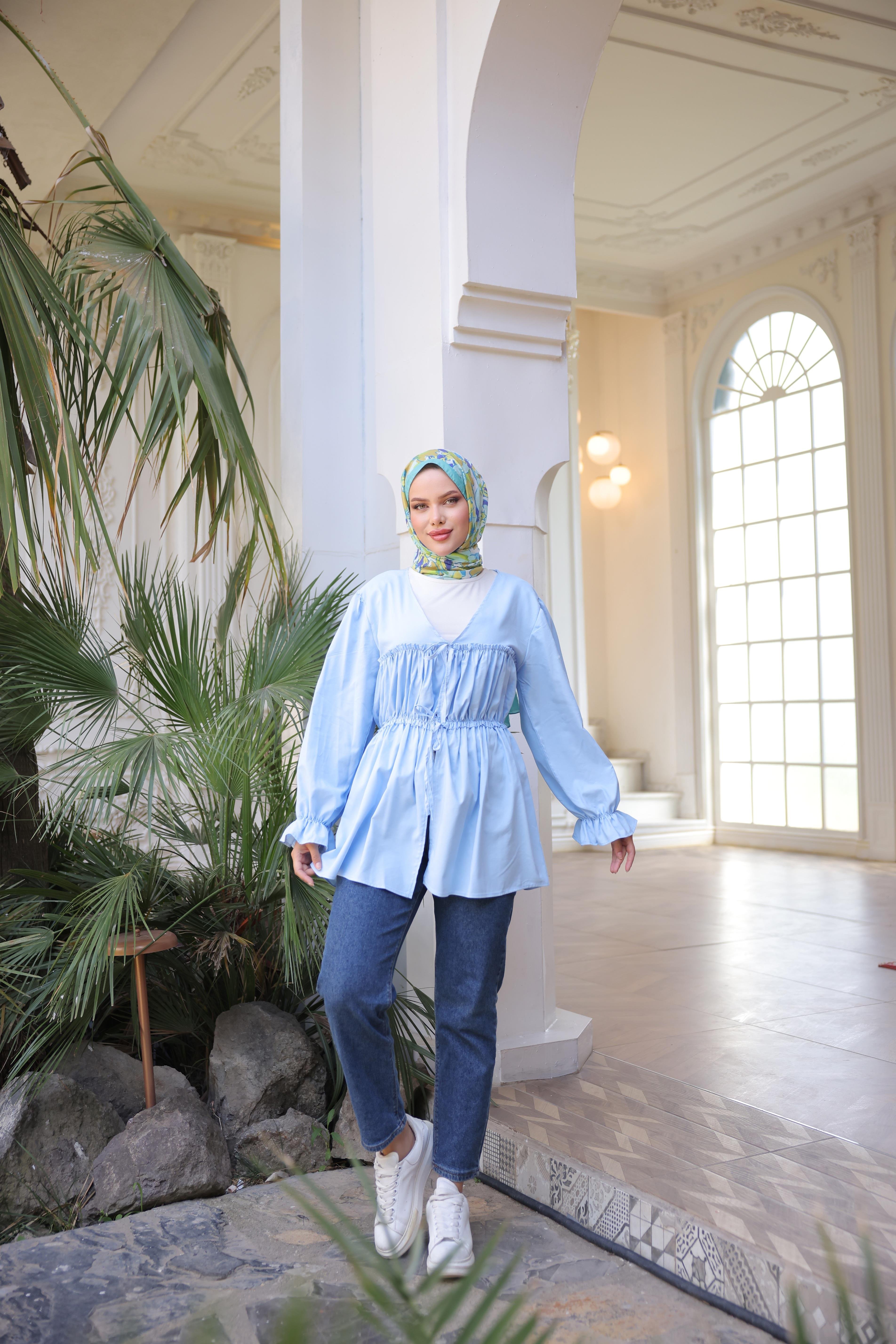Beli Büzgülü Lastikli Kimono Tunik