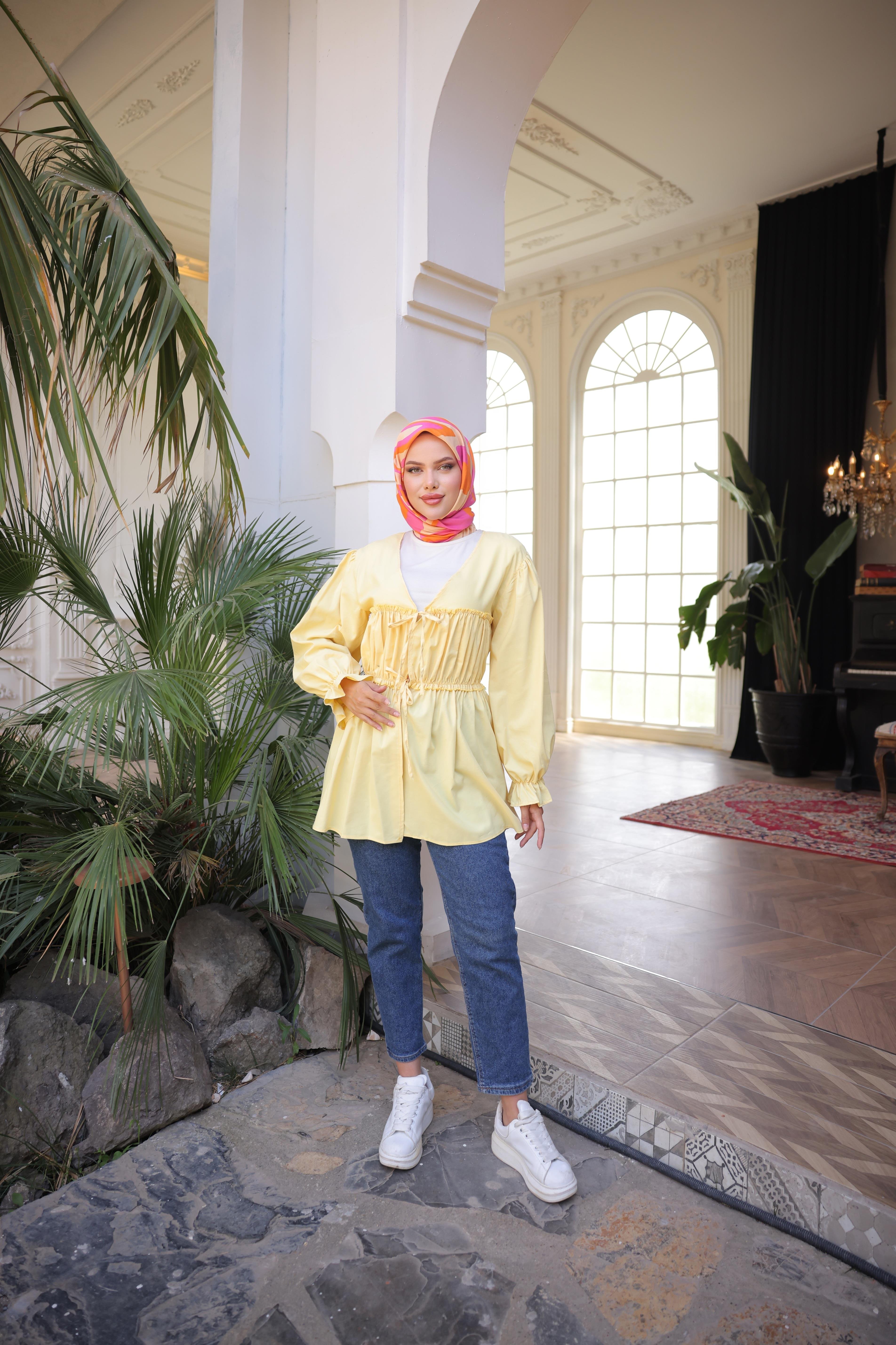 Beli Büzgülü Lastikli Kimono Tunik