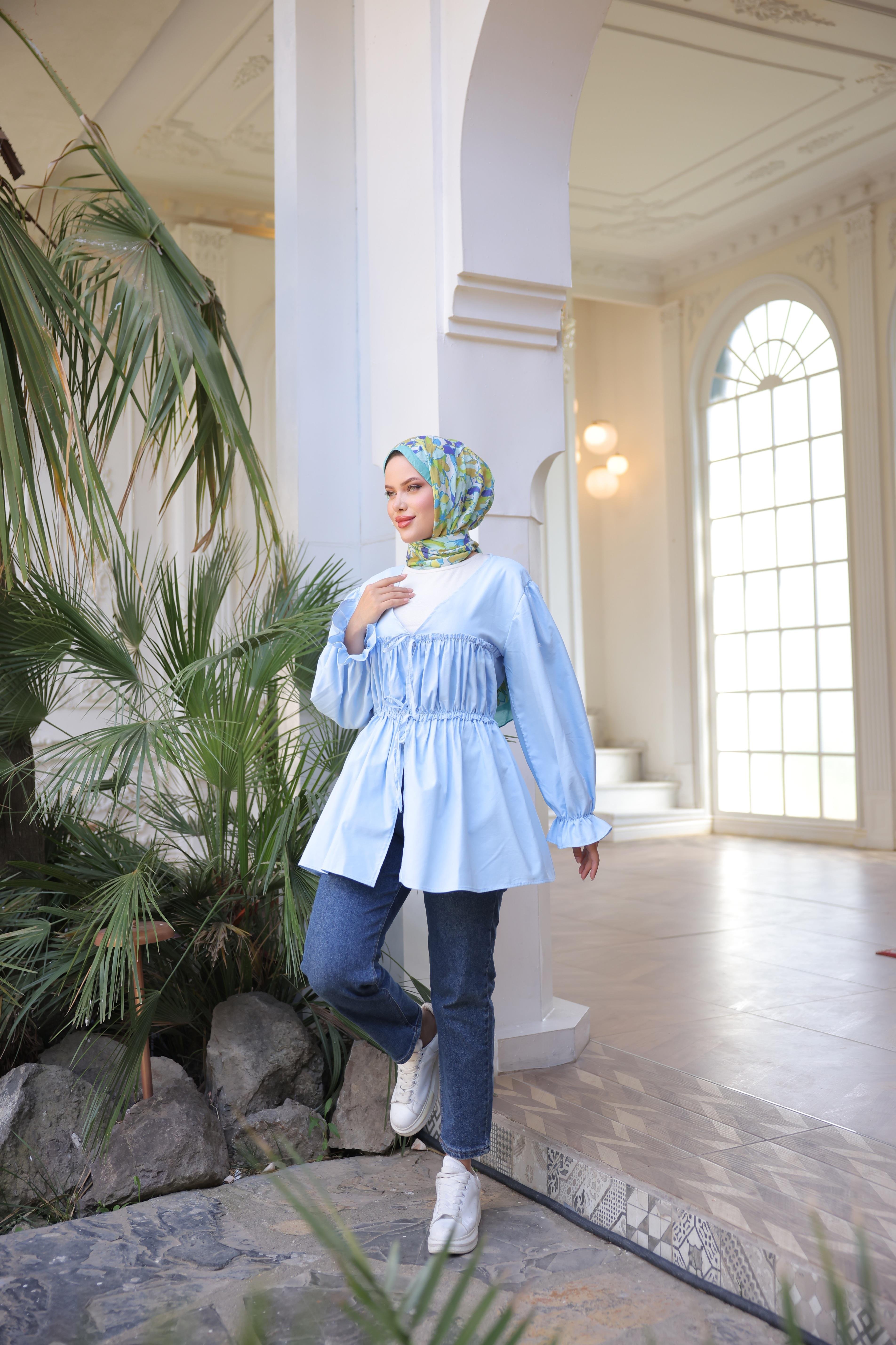 Beli Büzgülü Lastikli Kimono Tunik