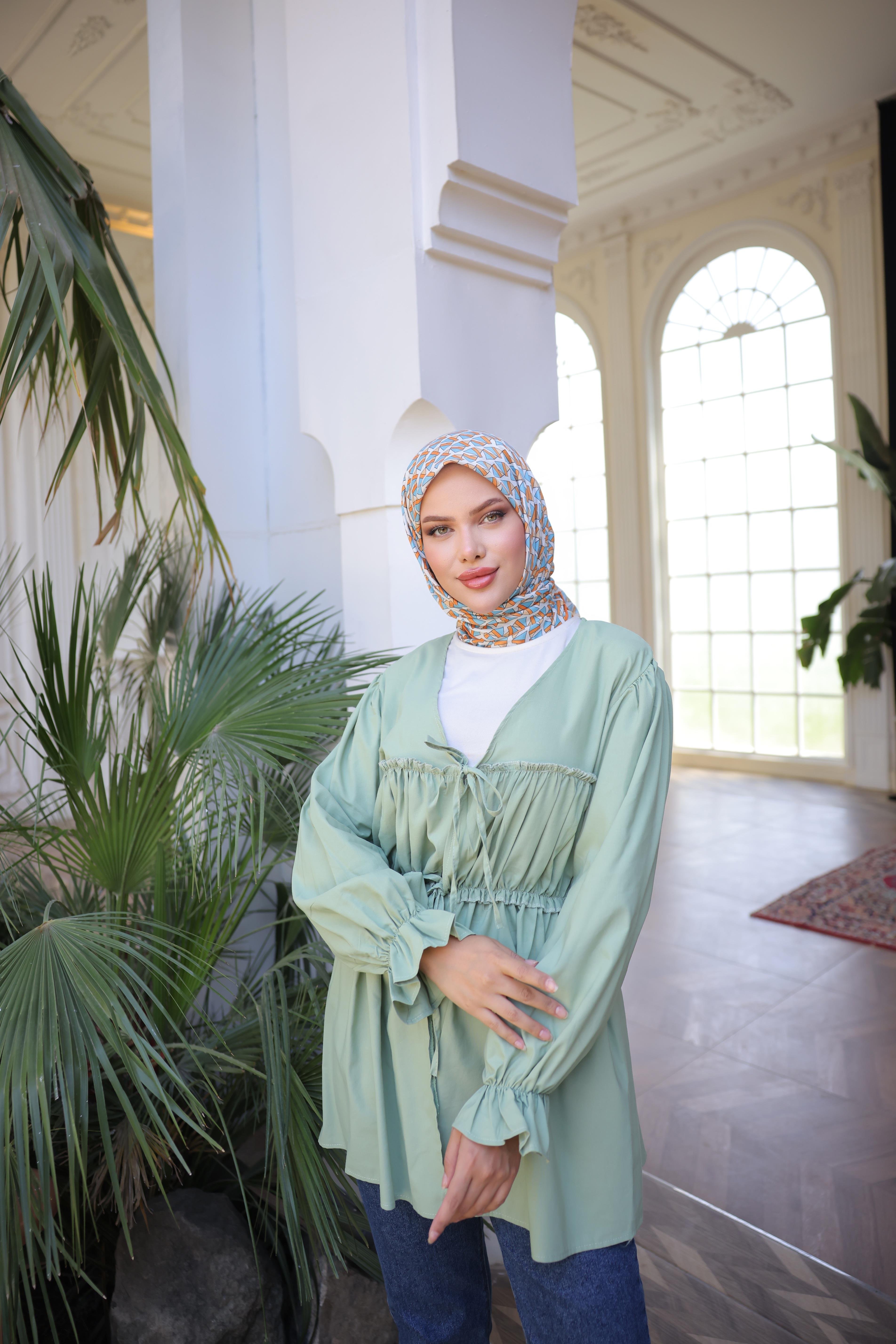 Beli Büzgülü Lastikli Kimono Tunik