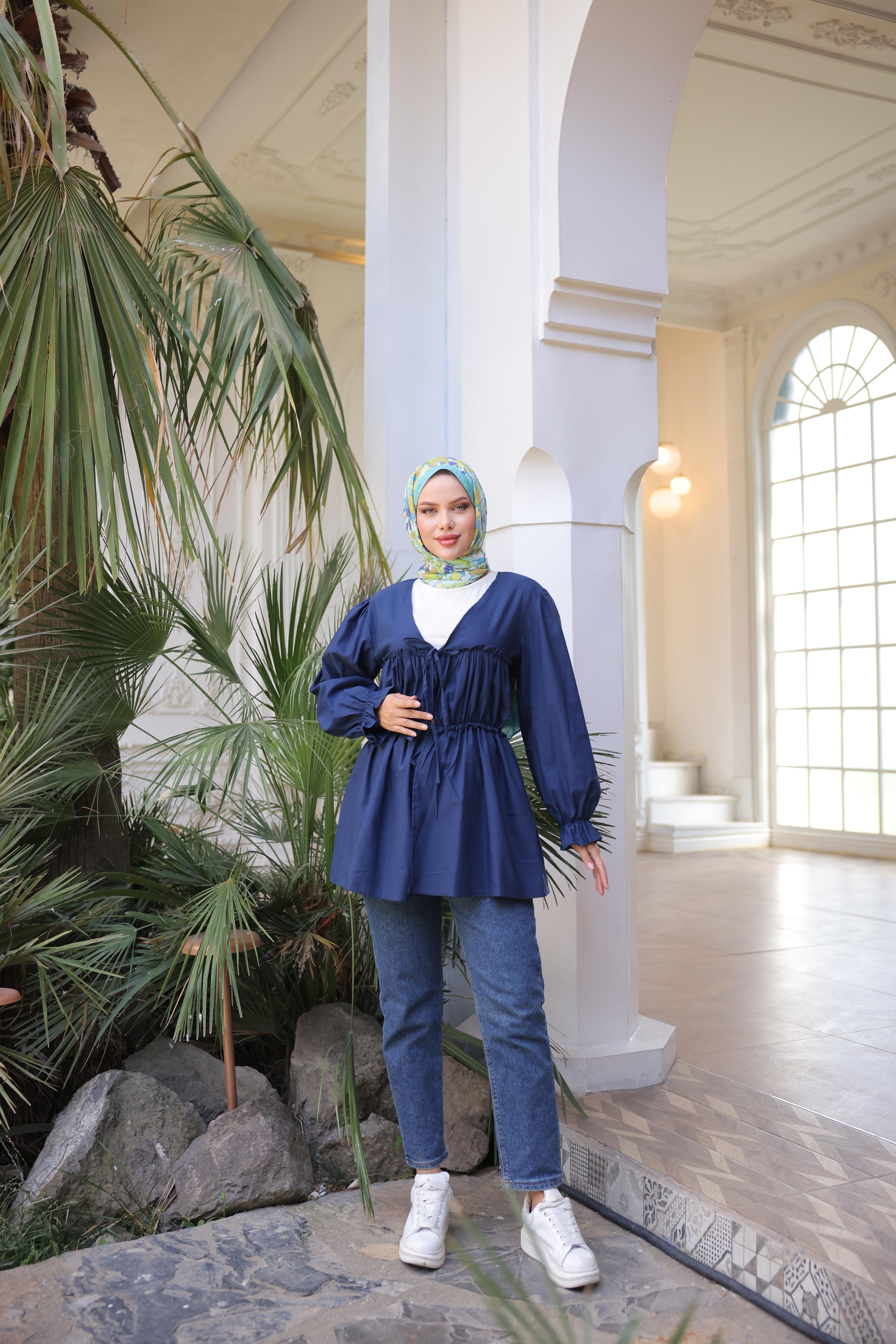 Beli Büzgülü Lastikli Kimono Tunik