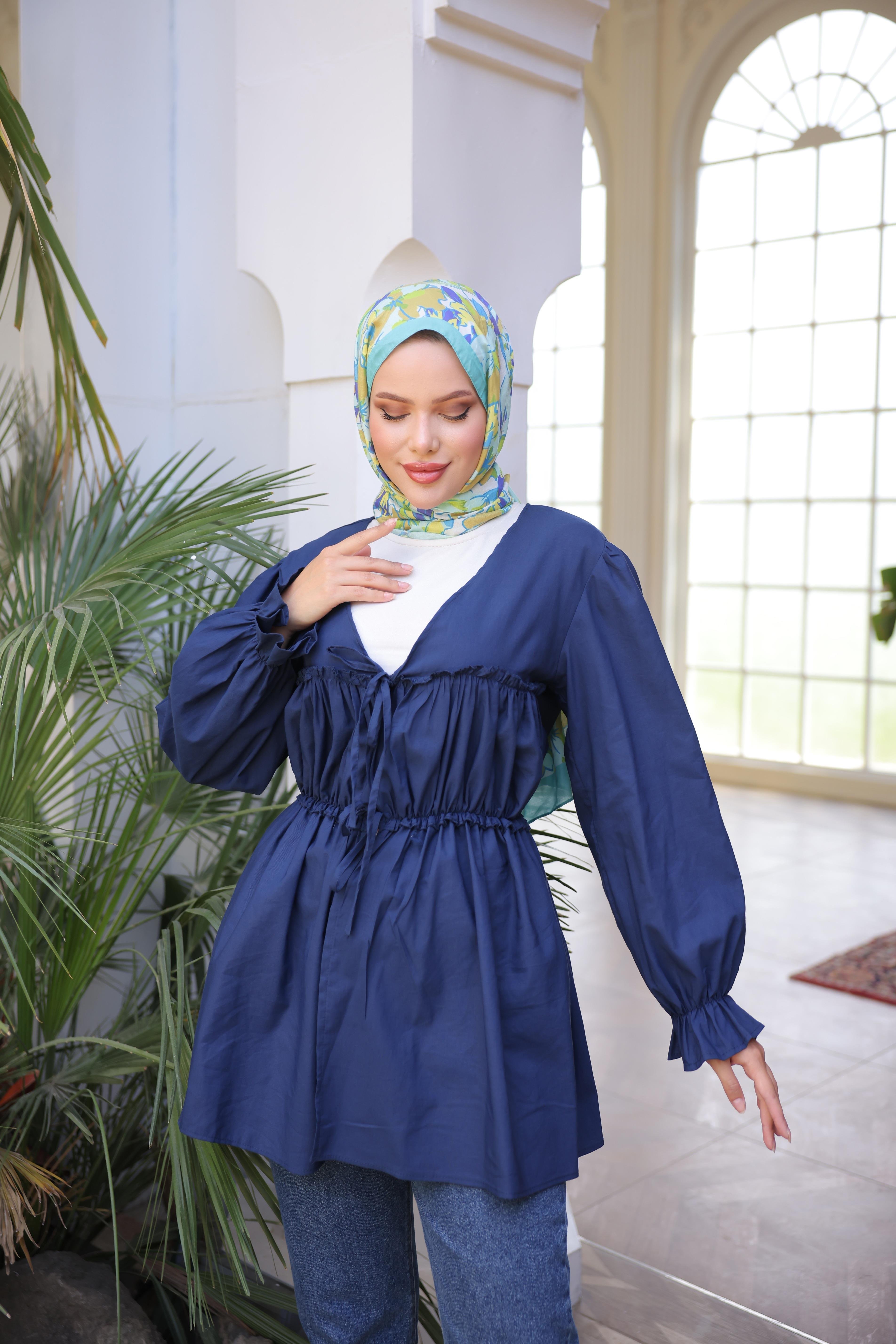 Beli Büzgülü Lastikli Kimono Tunik