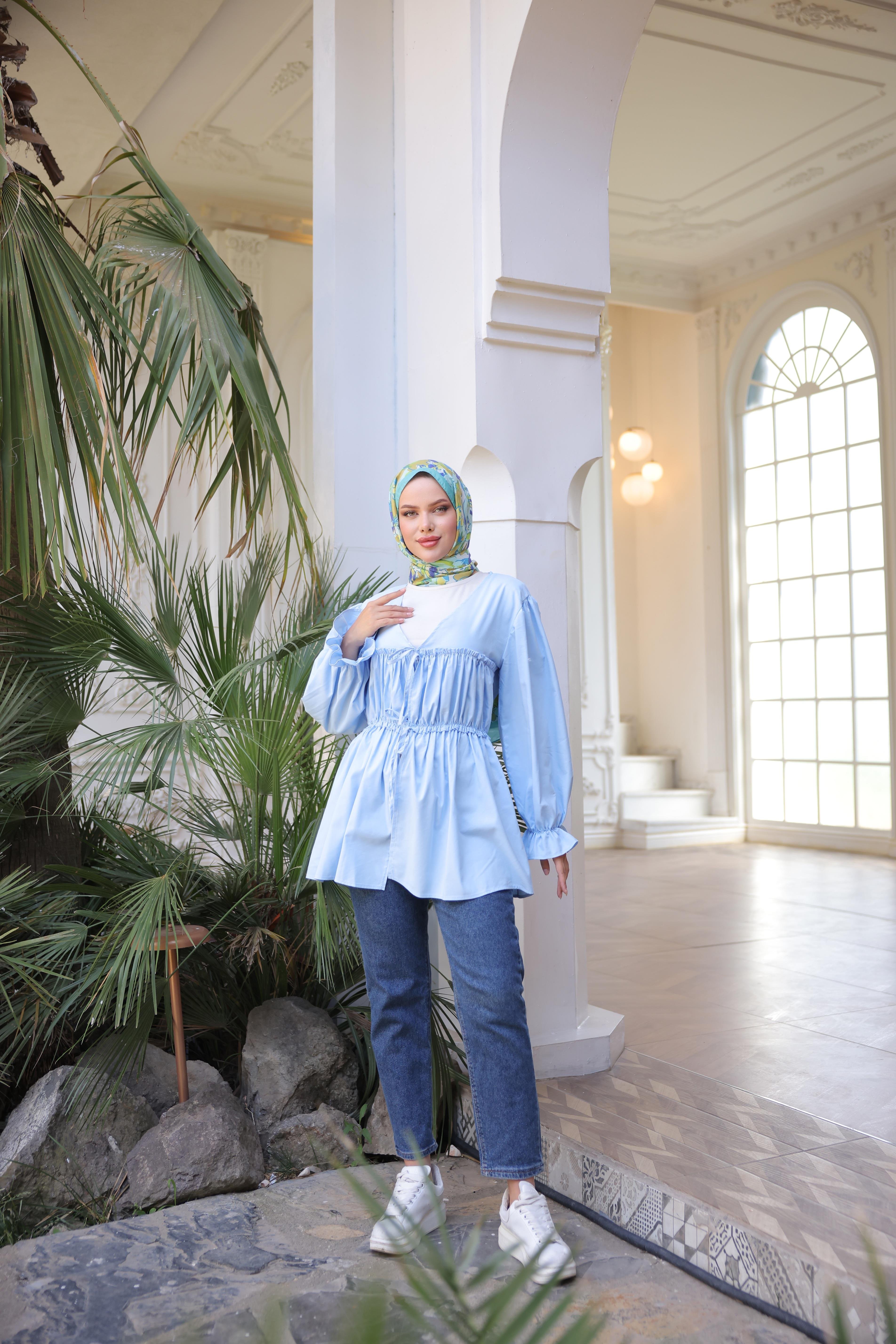 Beli Büzgülü Lastikli Kimono Tunik