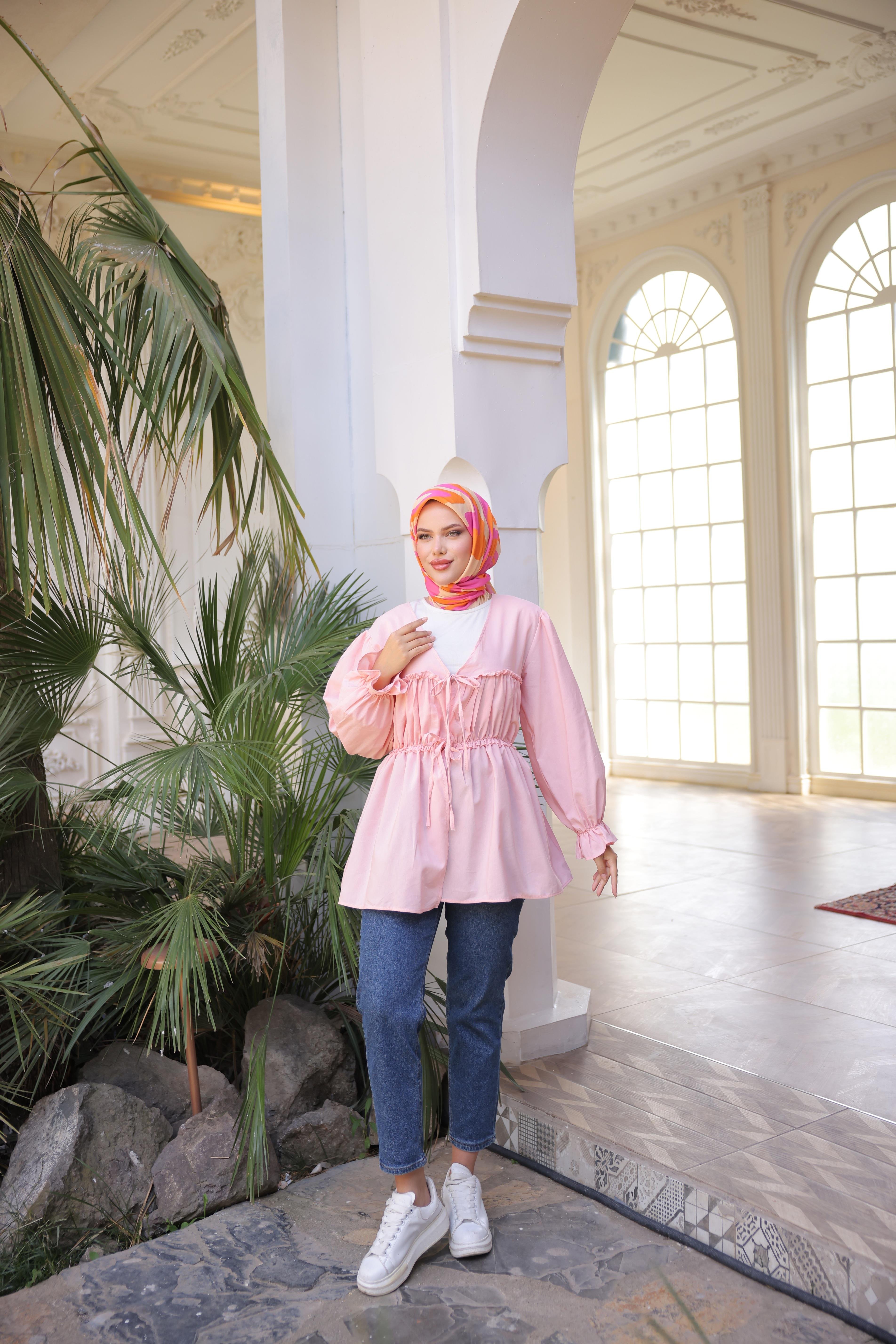 Beli Büzgülü Lastikli Kimono Tunik