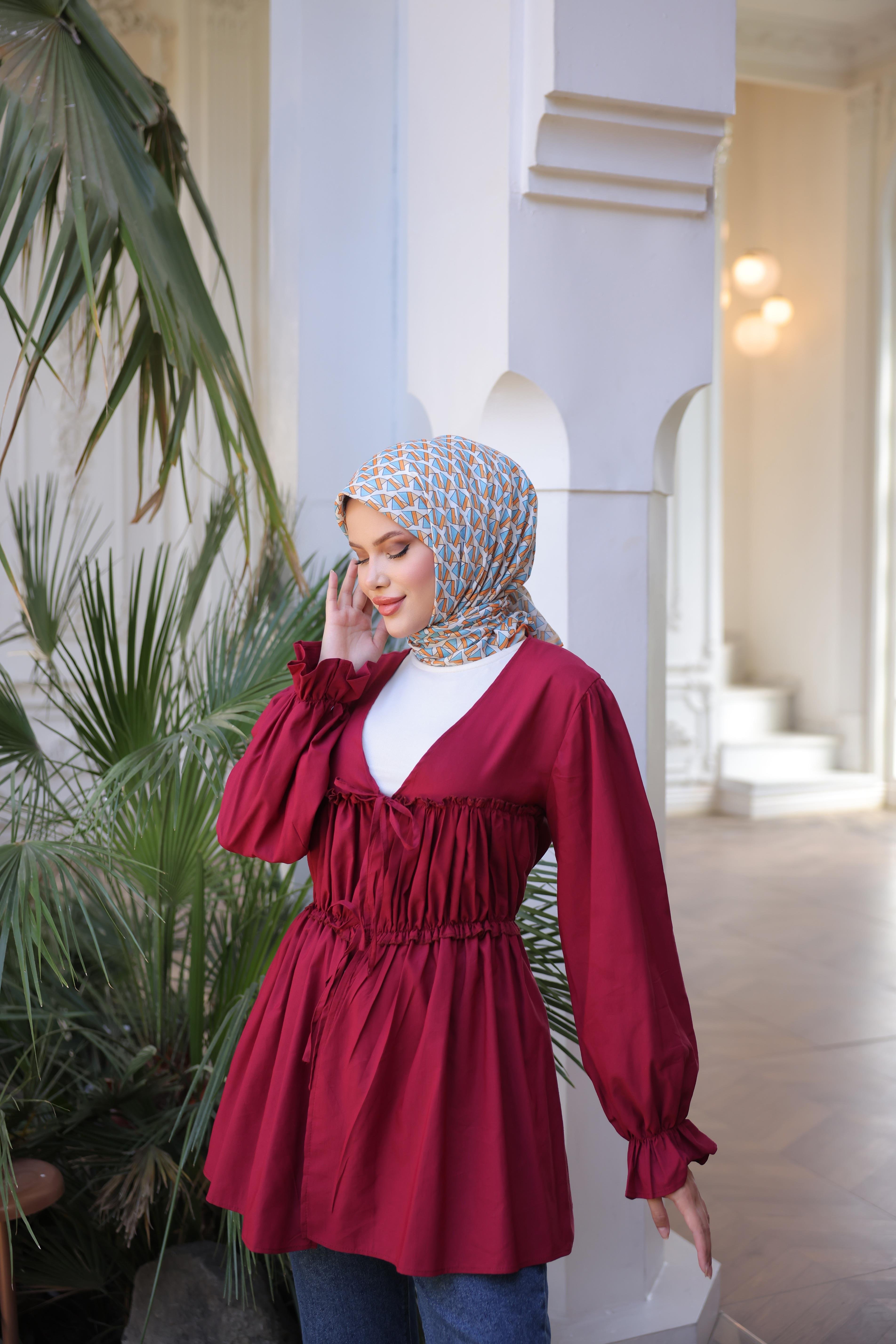 Beli Büzgülü Lastikli Kimono Tunik