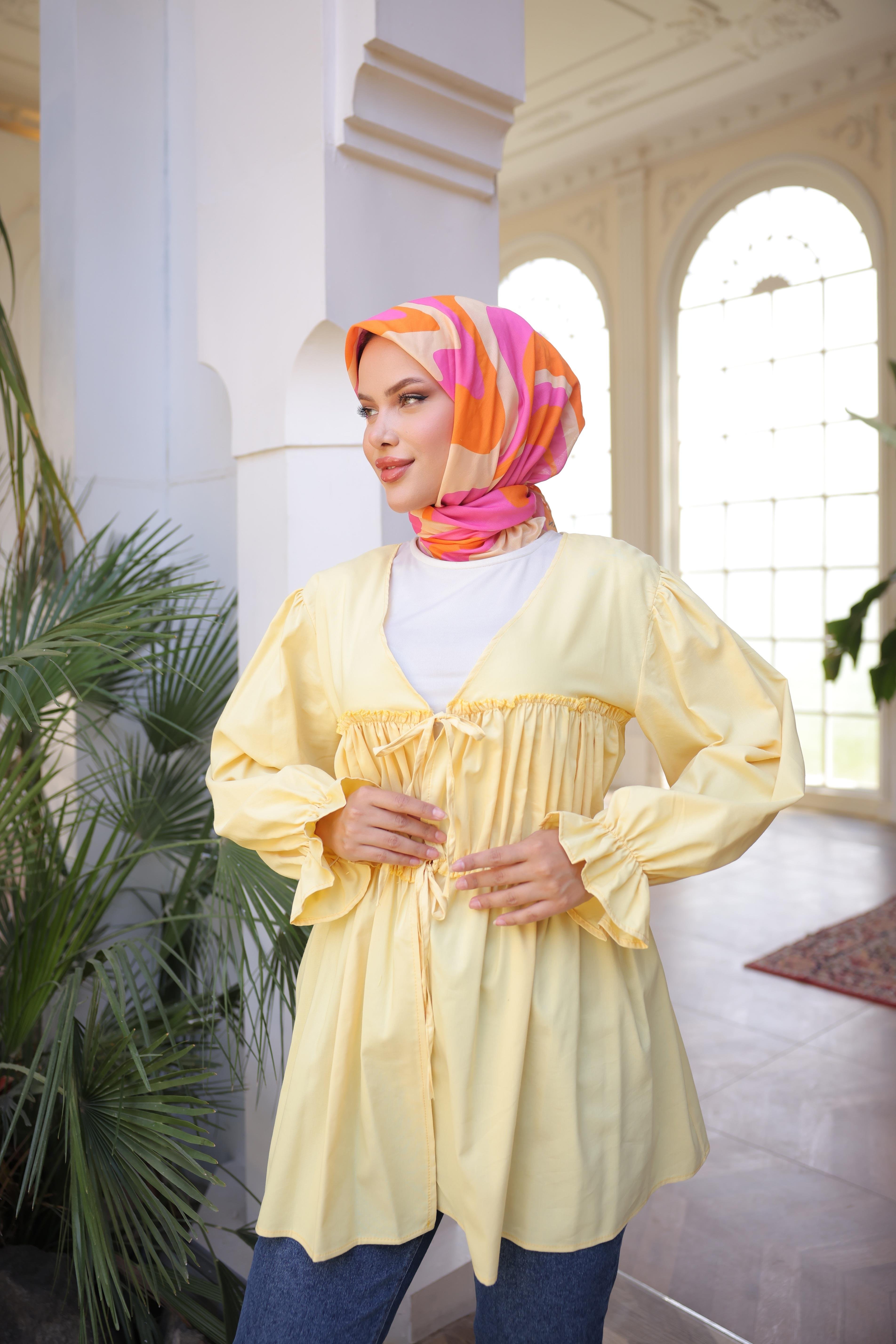 Beli Büzgülü Lastikli Kimono Tunik