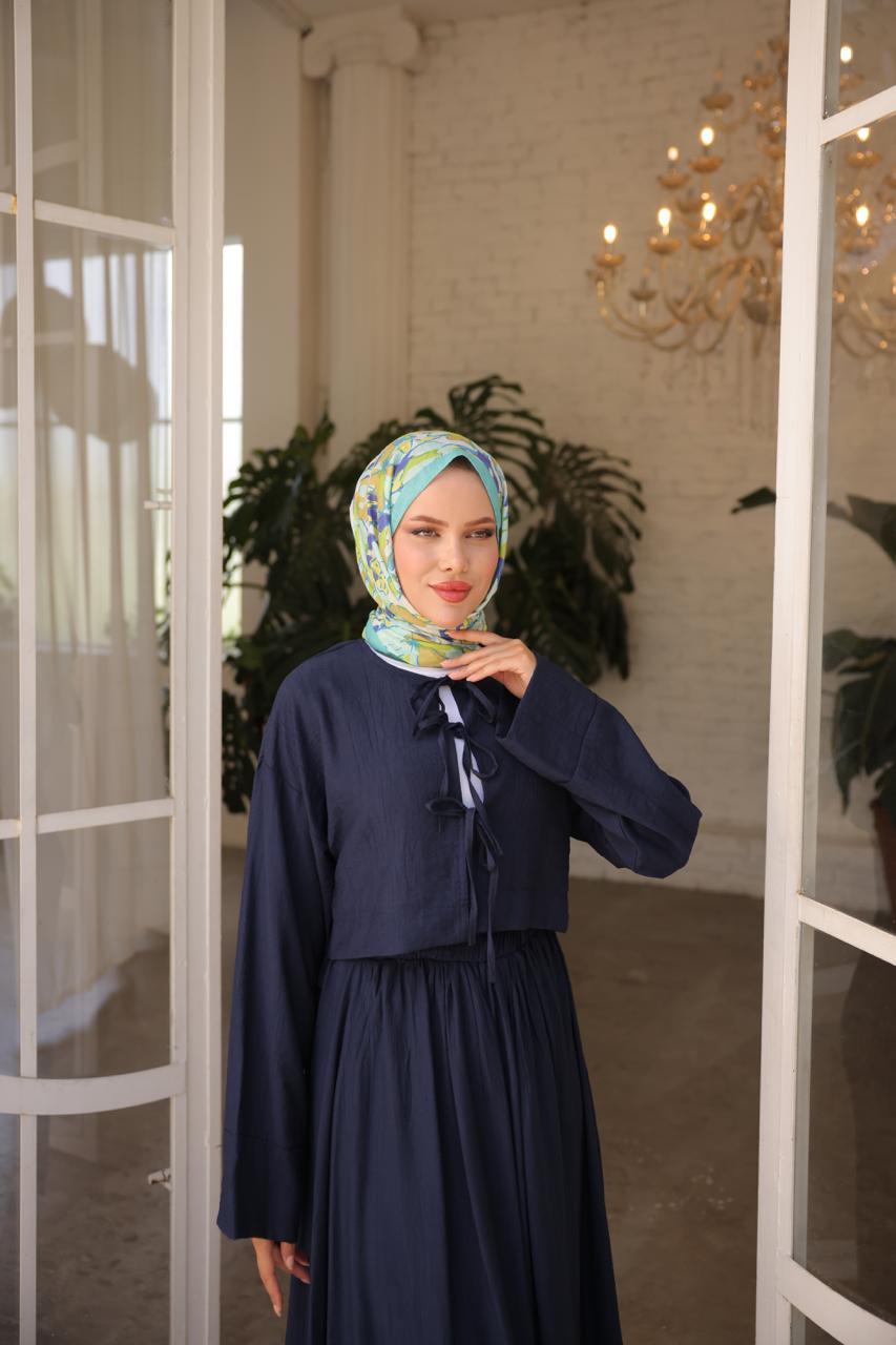 Çilek Kumaş Önü Bağlamalı Kimono Etekli Takım 