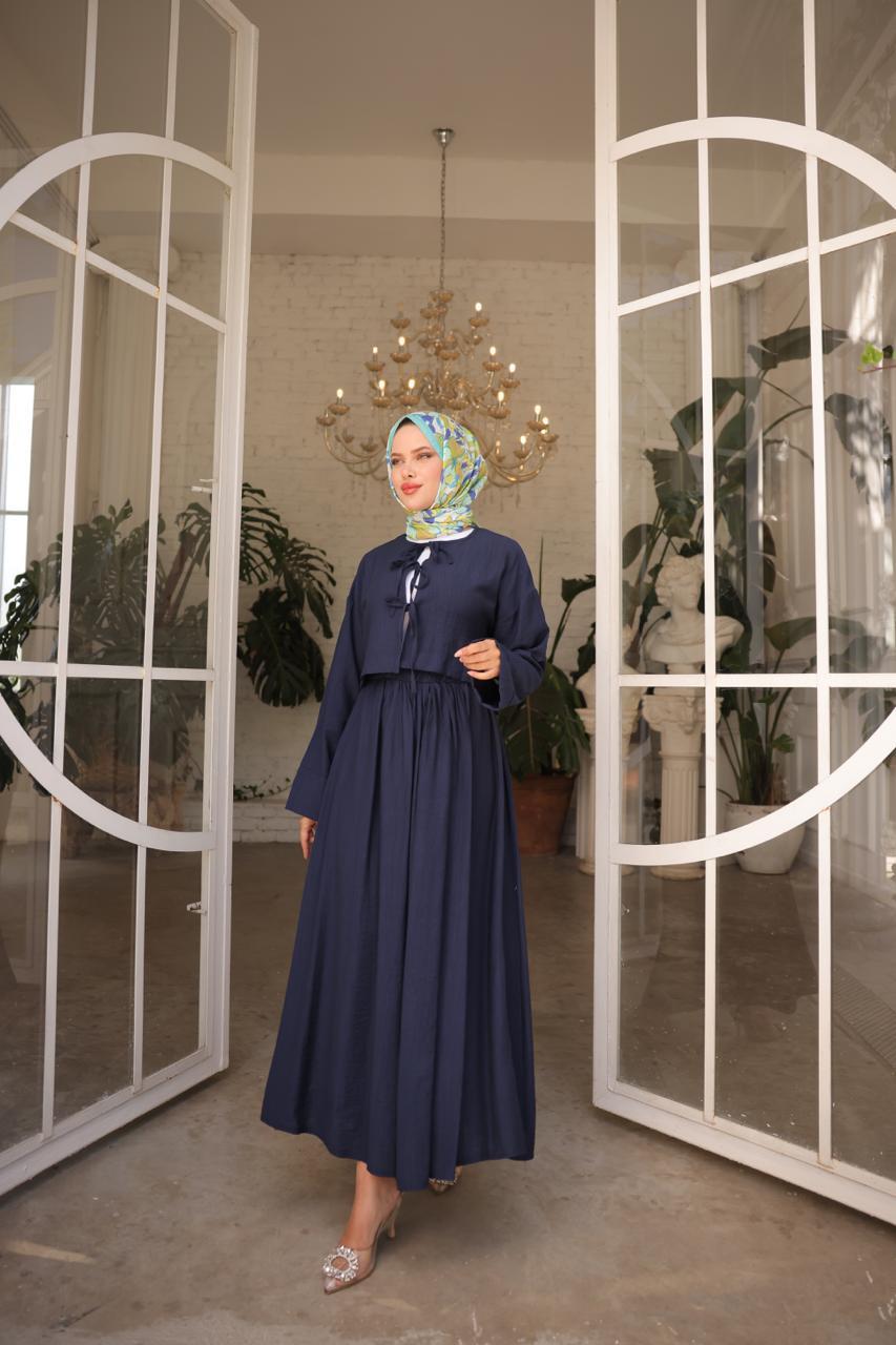 Çilek Kumaş Önü Bağlamalı Kimono Etekli Takım 
