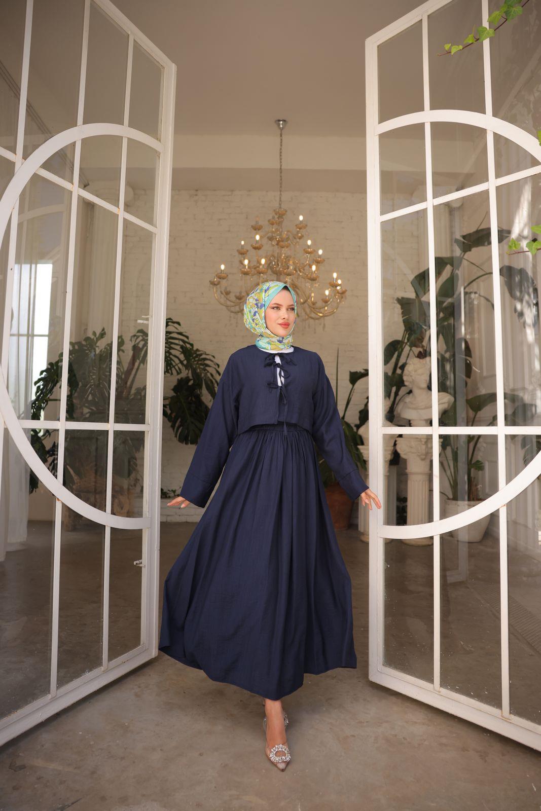 Çilek Kumaş Önü Bağlamalı Kimono Etekli Takım 